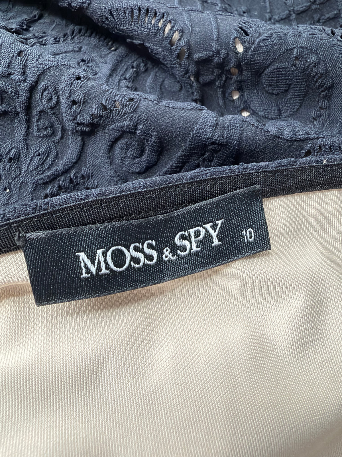 Moss & Spy Black & Vanilla Lace Bodycon Dress - AU10