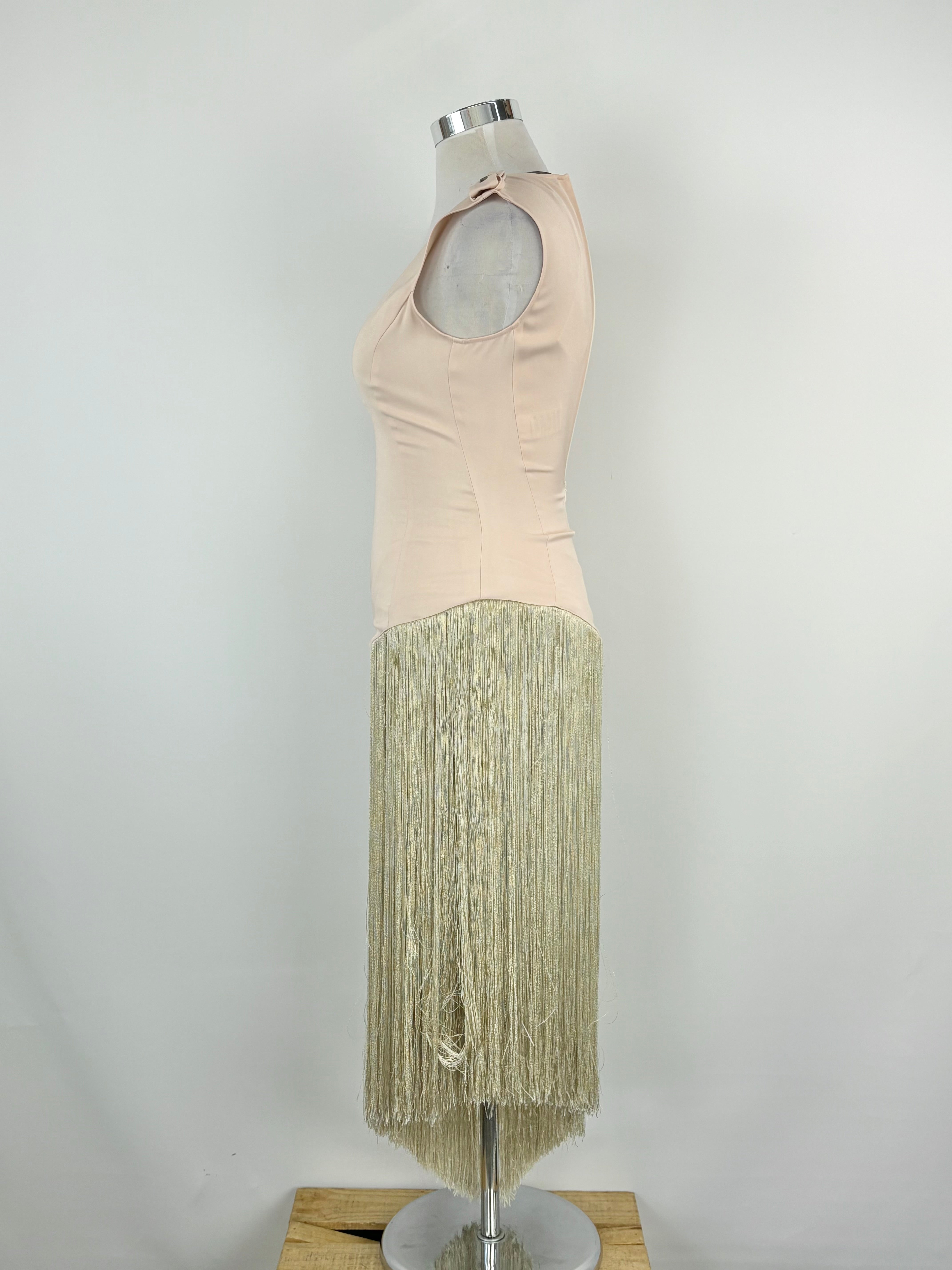 Messagerie Peach & Gold Fringed Midi Dress - AU12