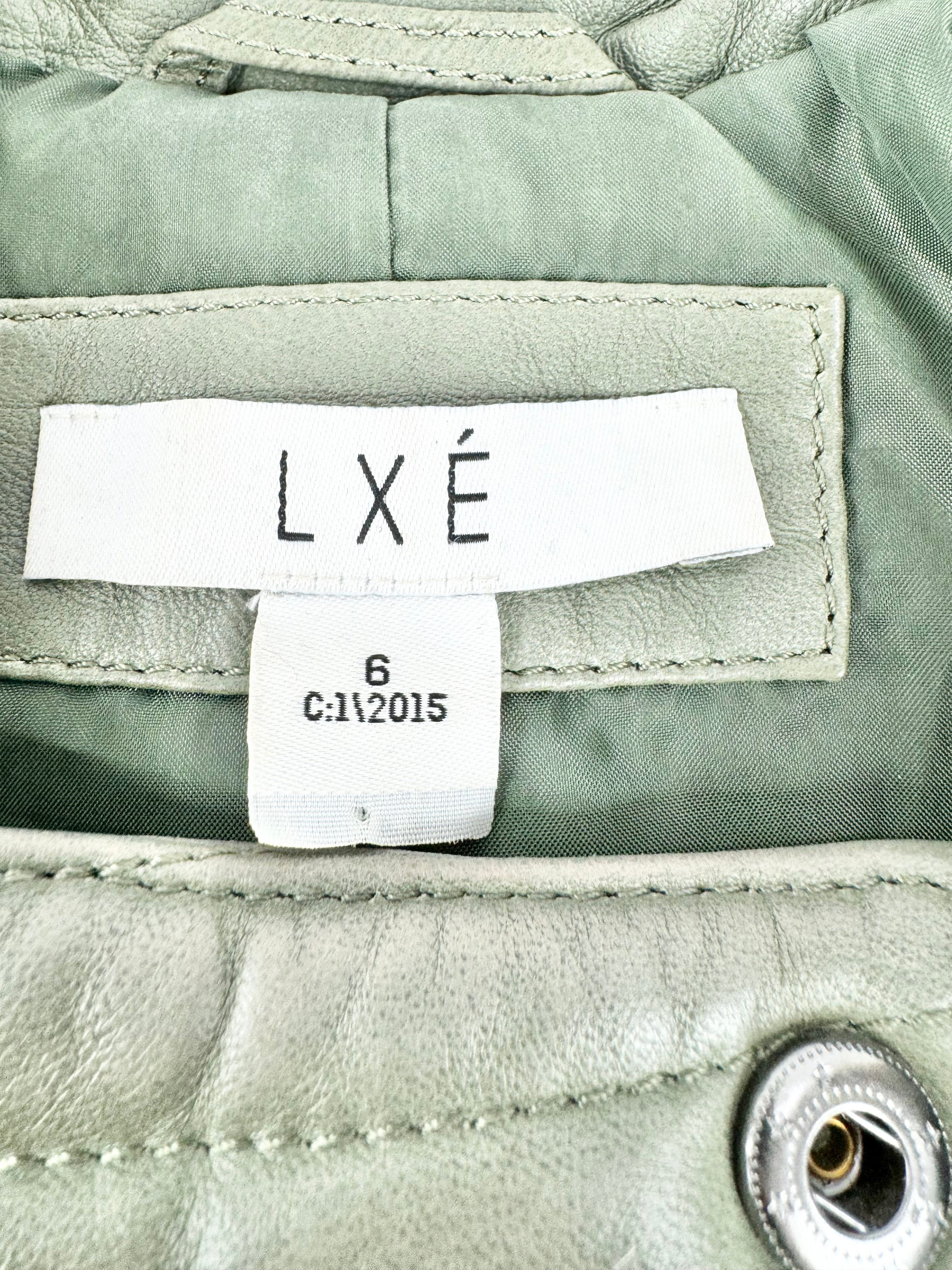 Lxe Sage Green Quilted Leather Jacket - AU10