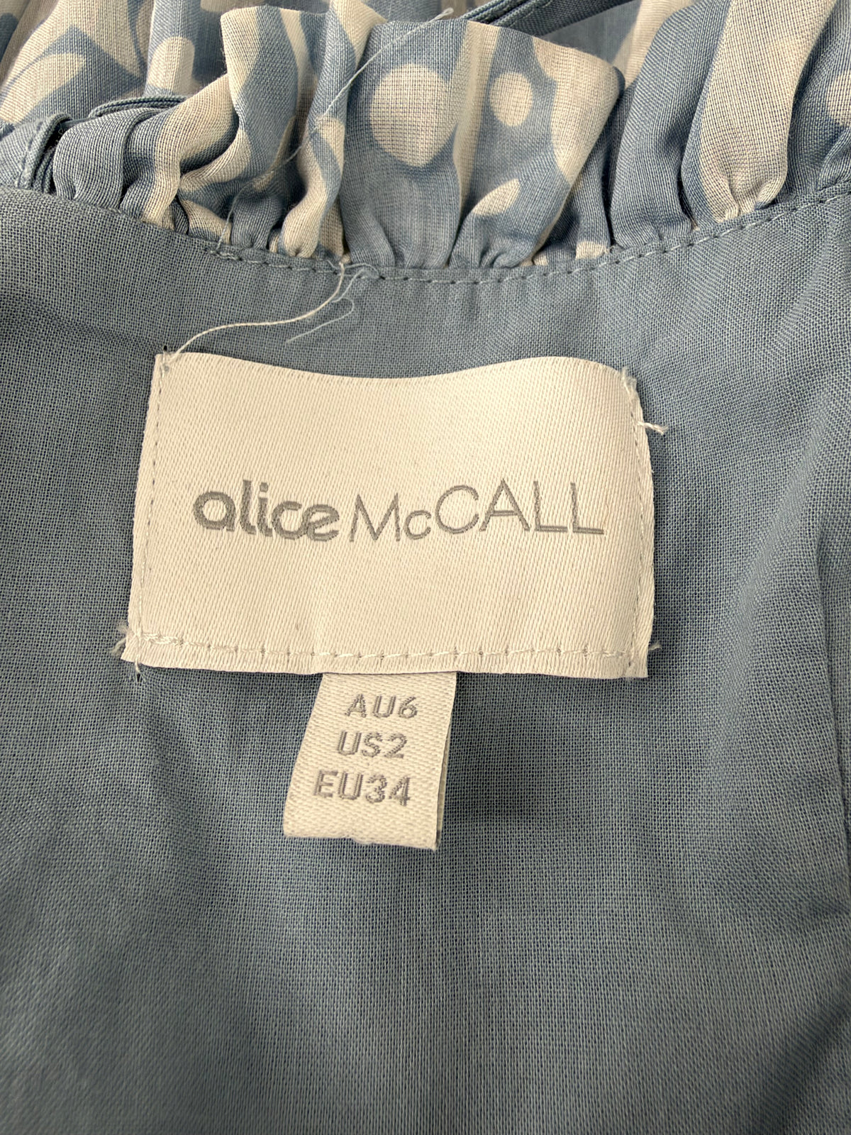 Alice McCall 'Oh Deer Me Drs' Pale Blue Floral-Patterned Cotton & Silk Mini Dress - AU6