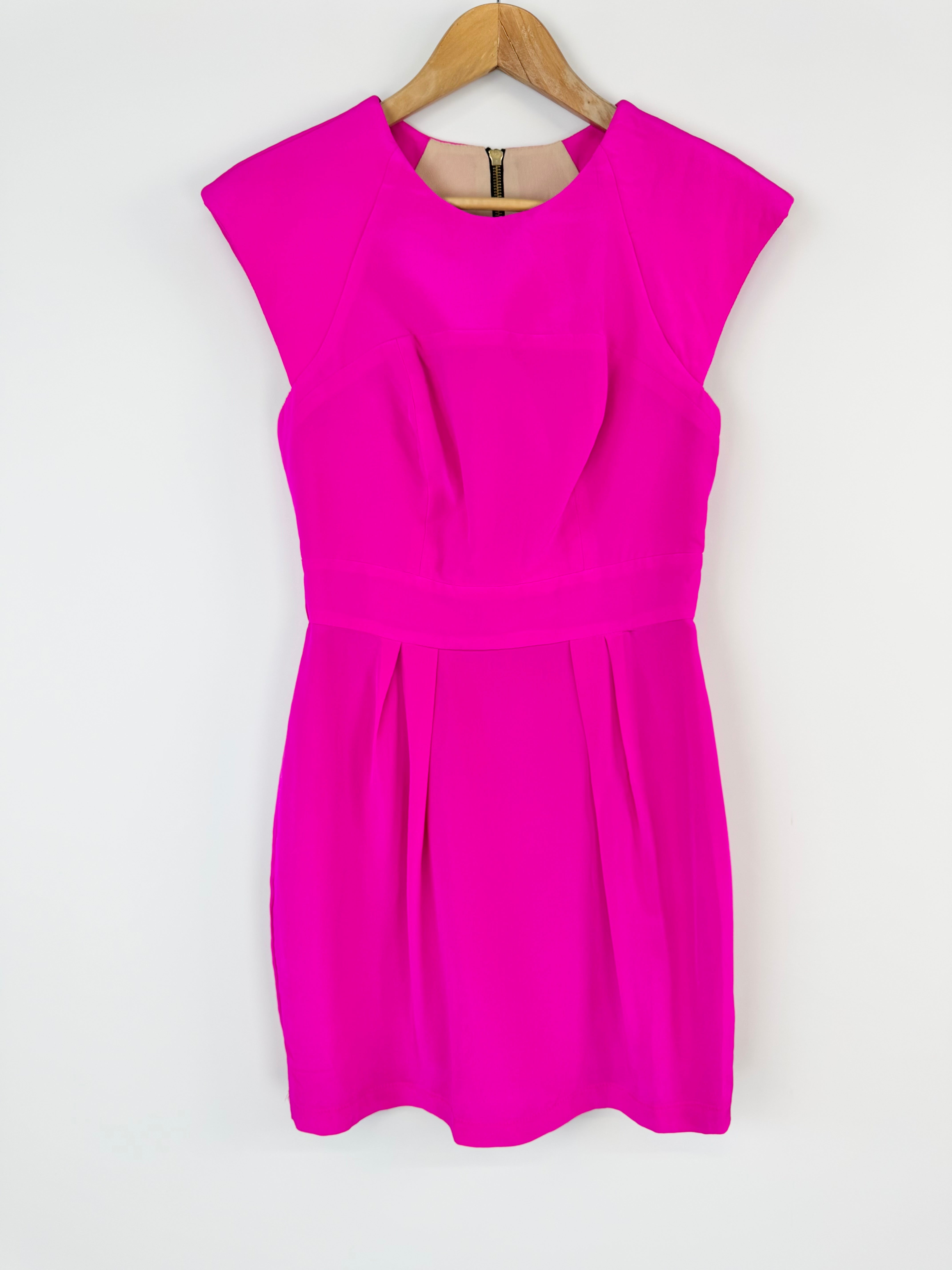 Naven Electric Fuchsia Silk Midi Dress - AU8/10