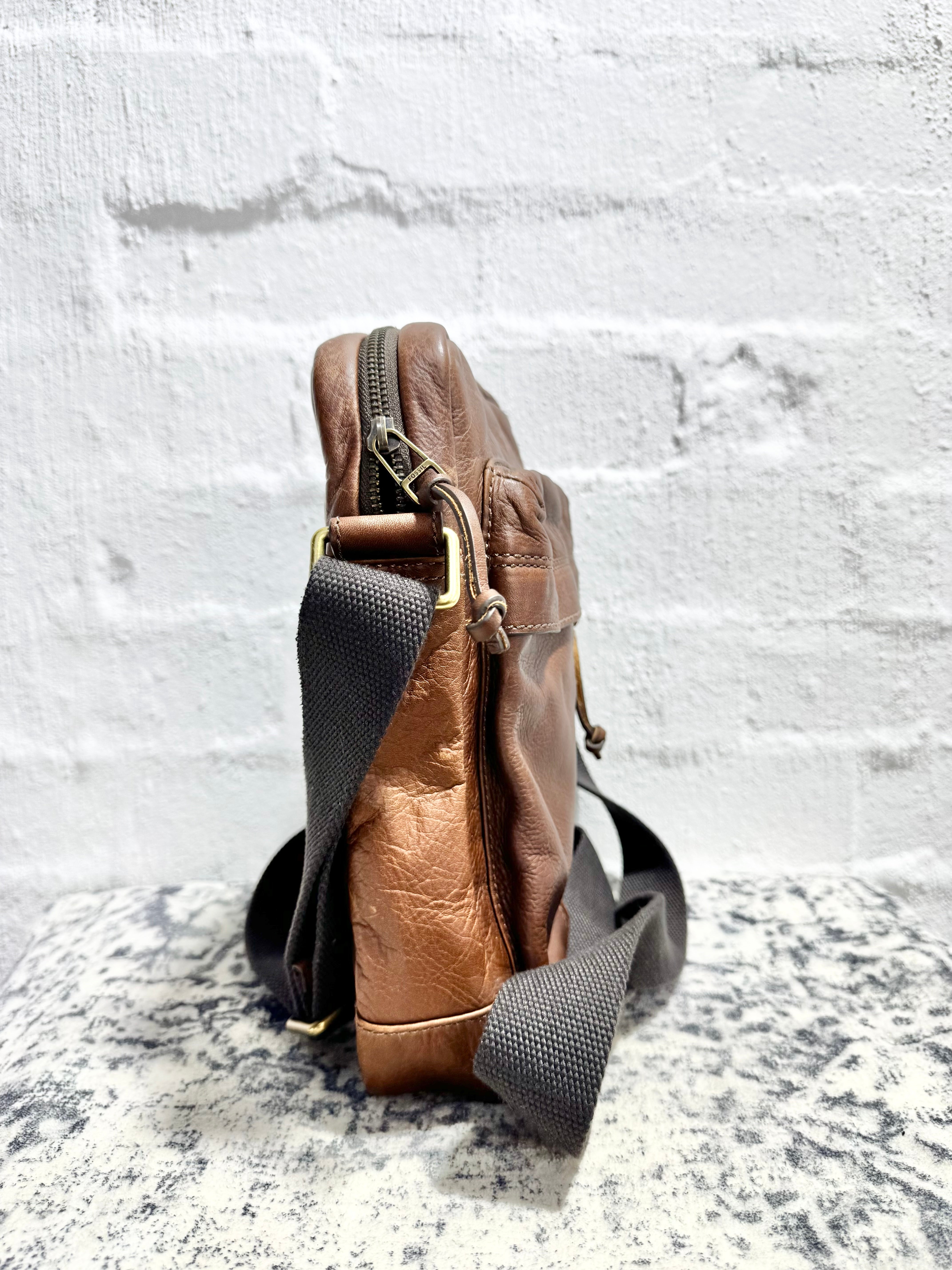 Fossil Chocolate Brown Cross Body Leather Bag