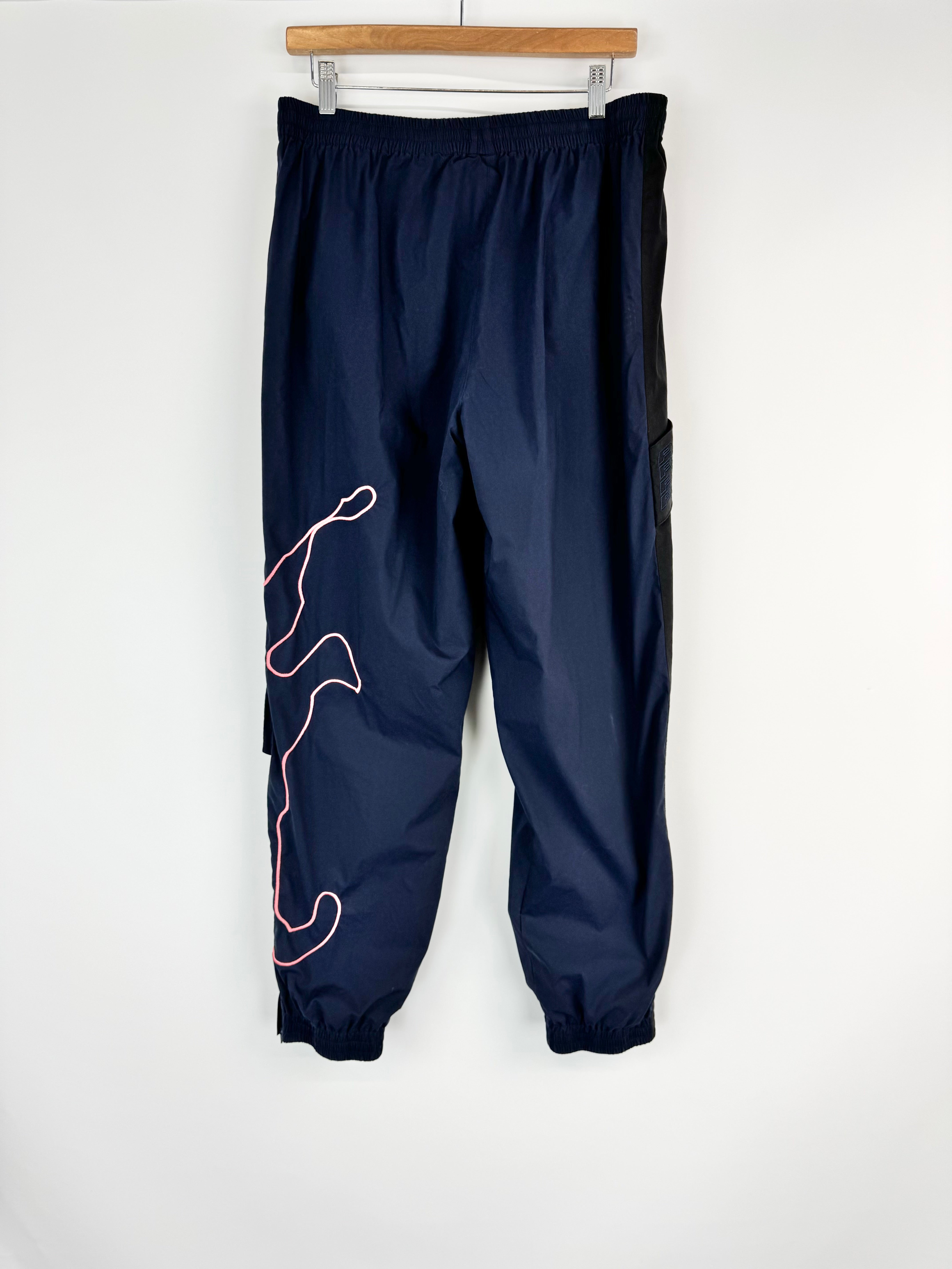 P.A.M Navy Blue Pink Embroidered Tracksuit Pants - AU14