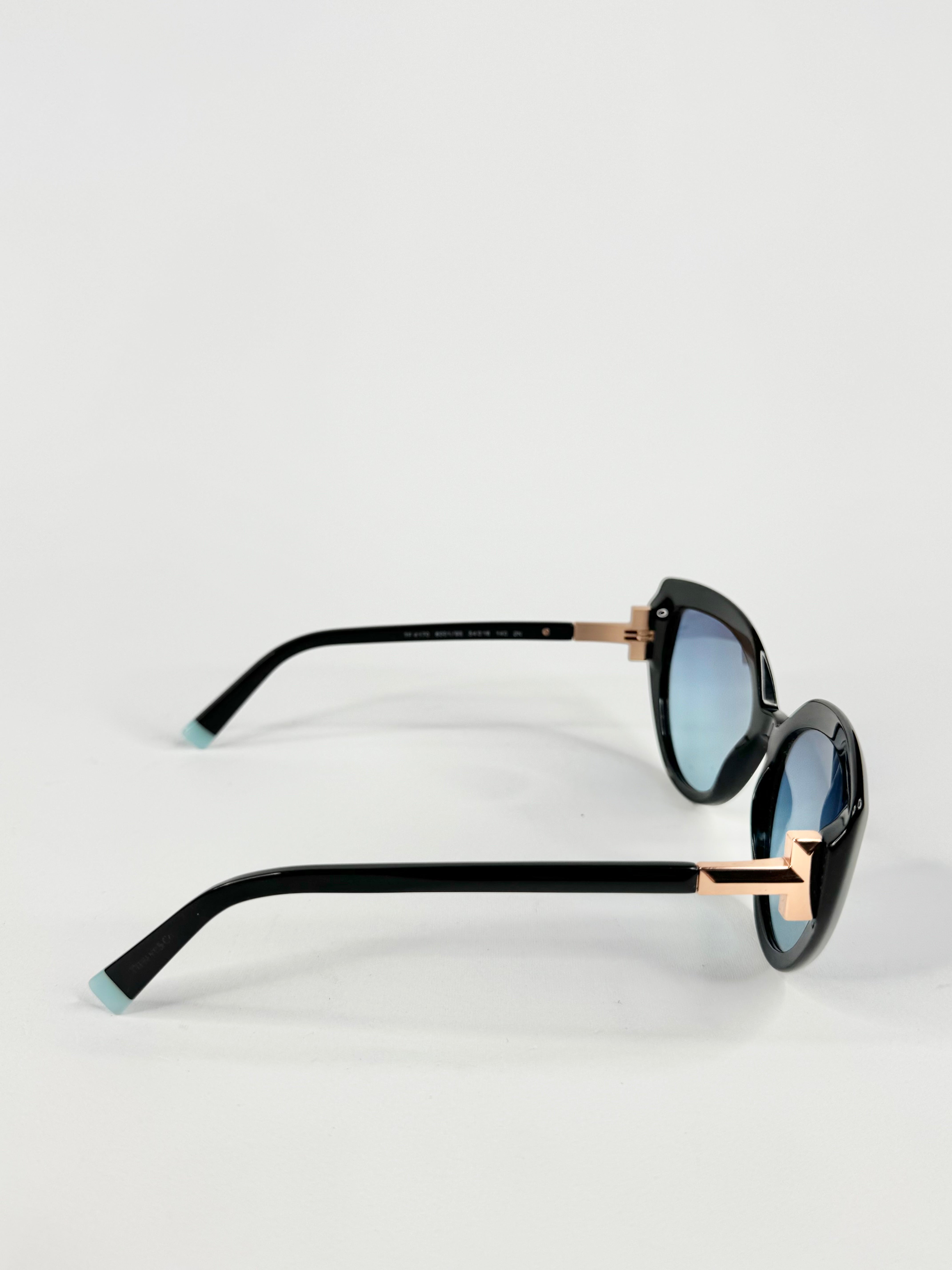 Tiffany & Co Black Blue Lens Cat Eye Sunglasses