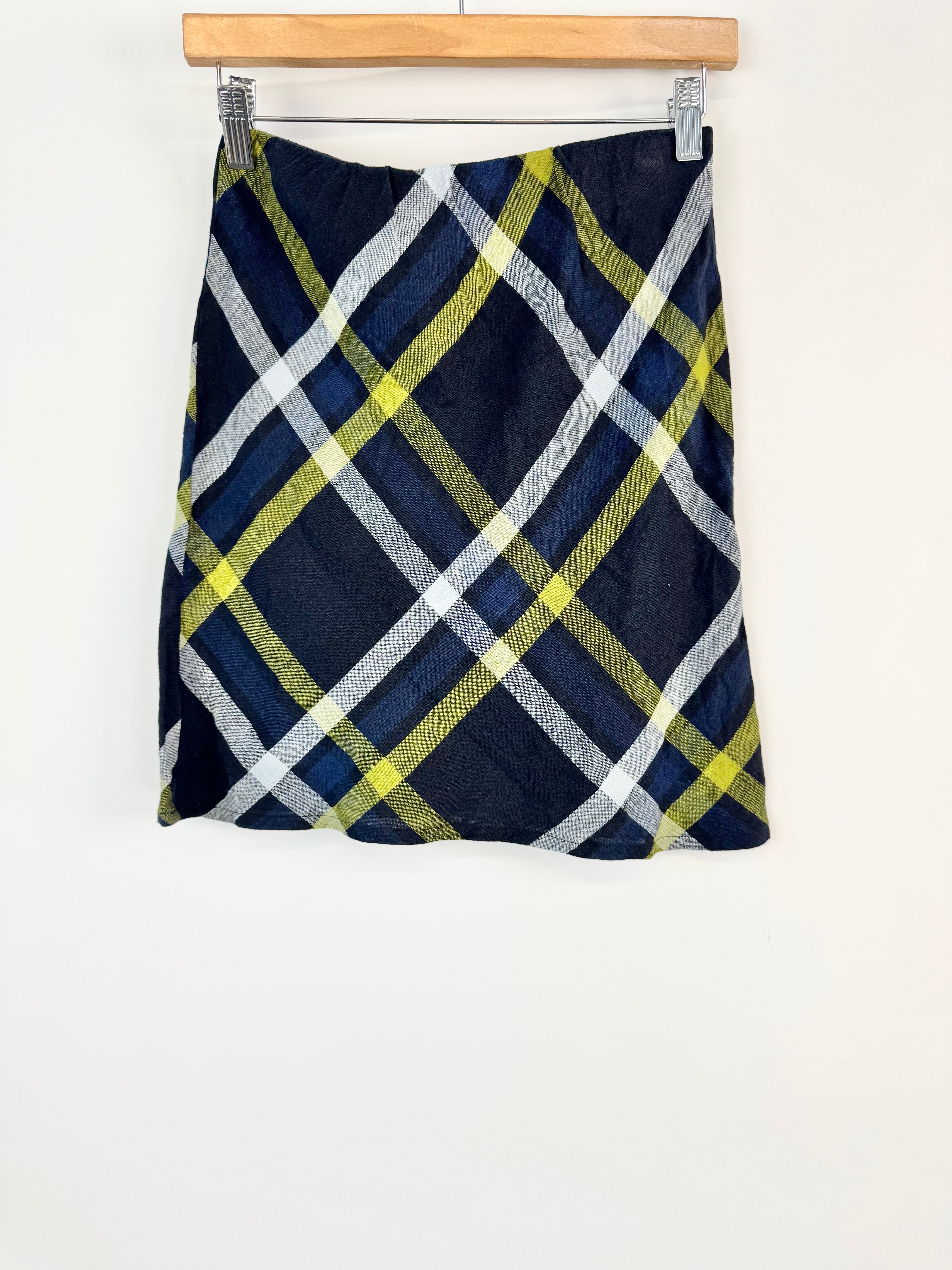 Alpha60 Black & Green Window Pane Check Mini Skirt - AU6/8