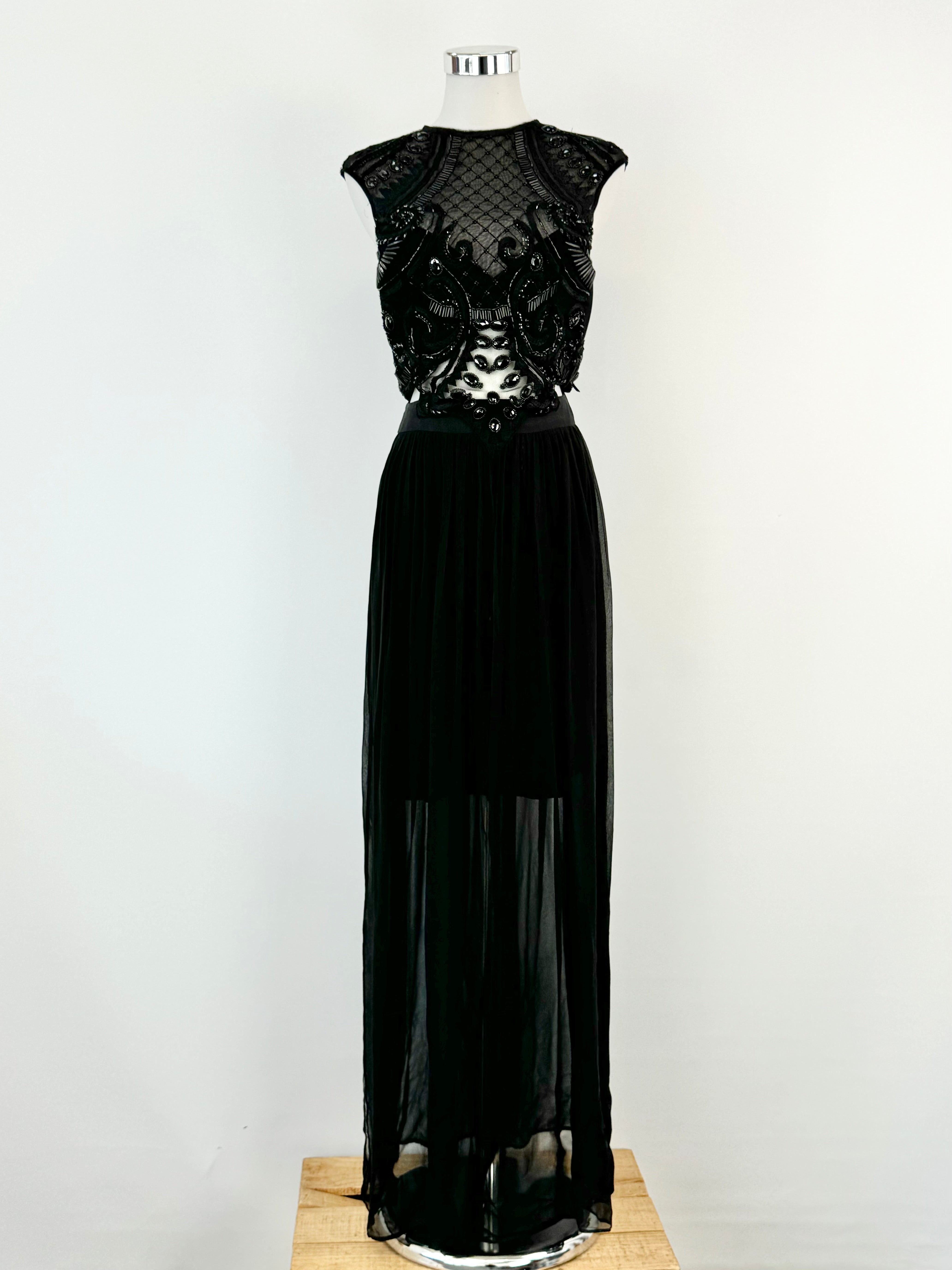 Thurley Black Beaded Cocktail Dress - AU10