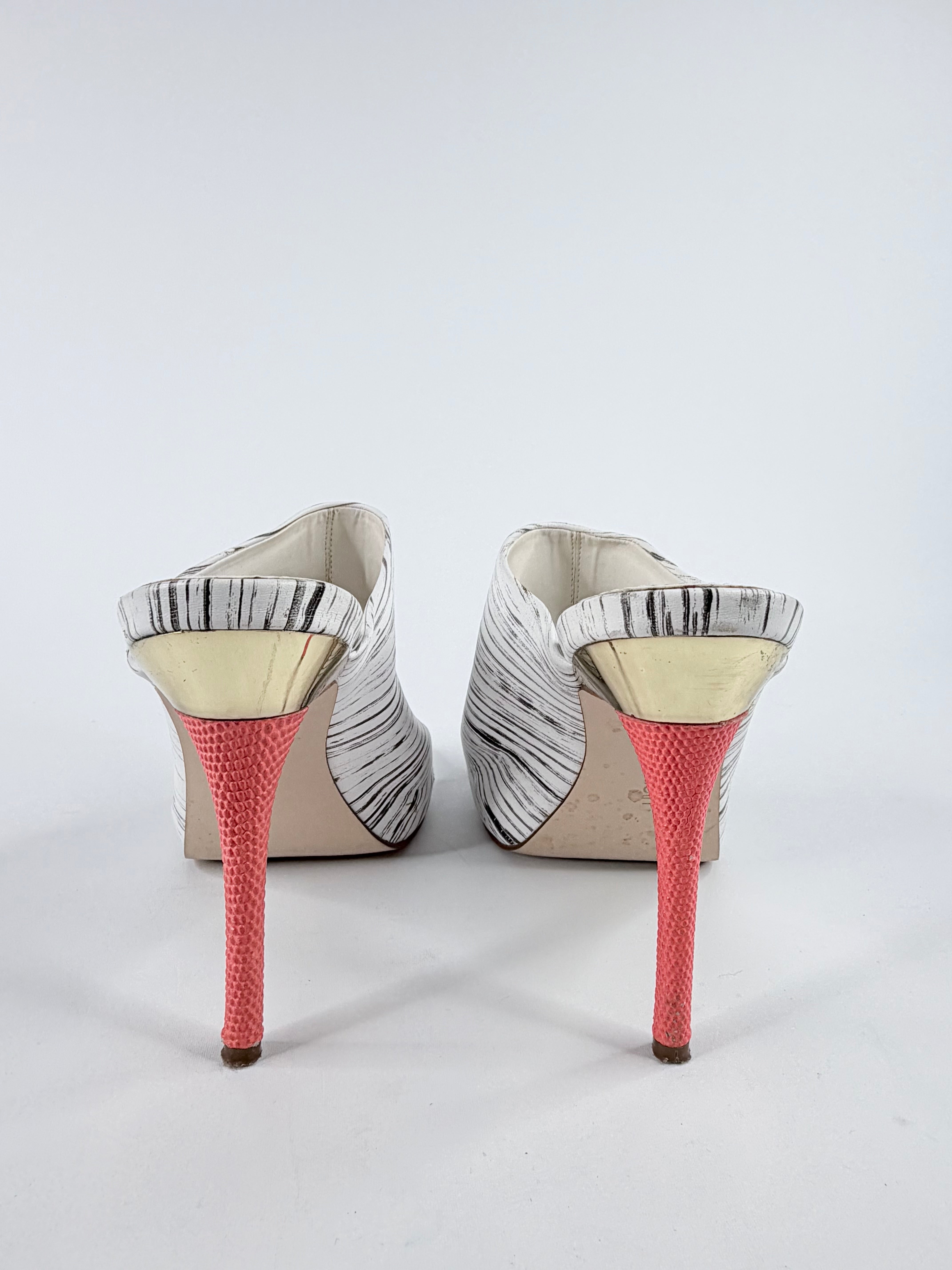 Calvin Klein White Zebra Pattern Mules - EU36