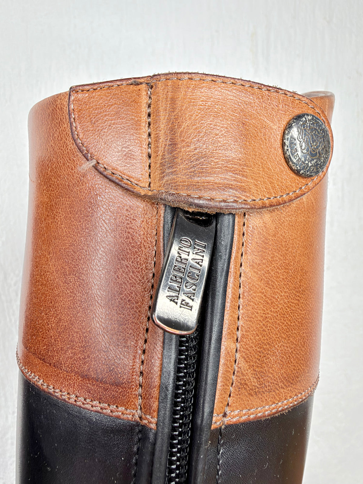 Alberto Fasciani Black & Tan Leather Riding Boots - EU39