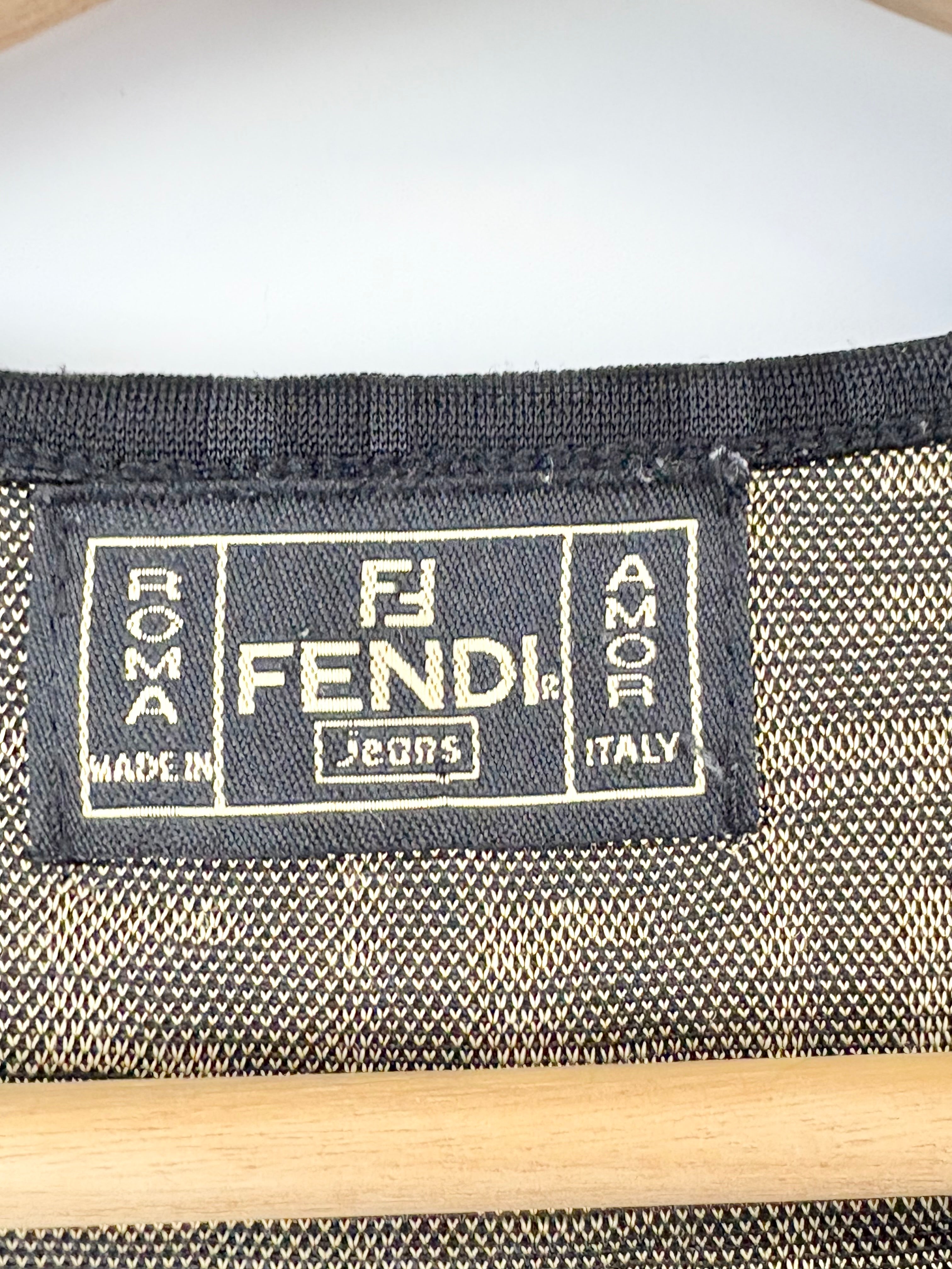 Fendi Vintage Black & Gold Monogrammed Mesh Top - AU8