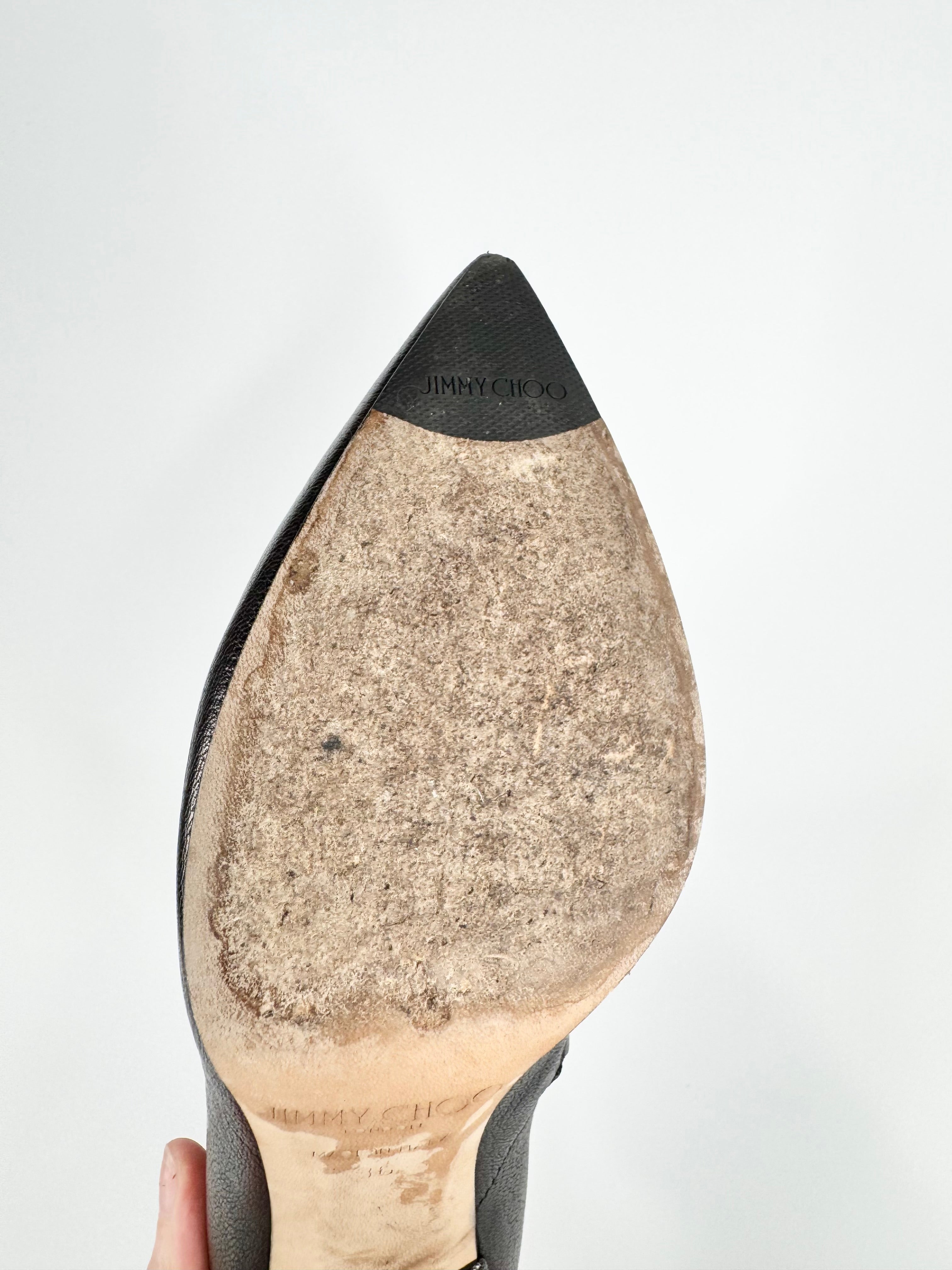 Jimmy Choo Black Grained Leather 'Liesel' Ankle Boots - EU36