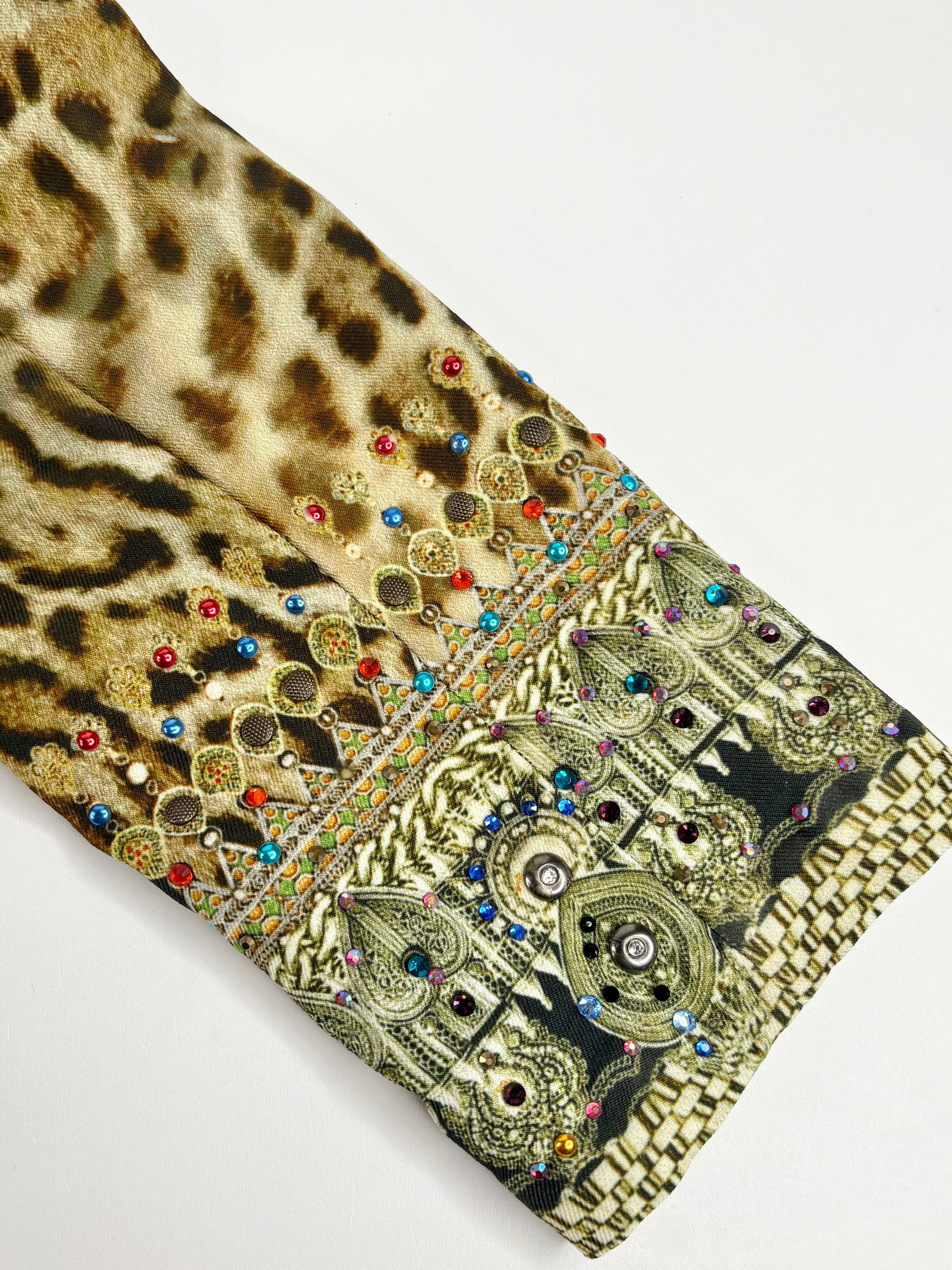 Camilla Silk-Blend Leopard Print Embellished Lapel Jacket - AU10