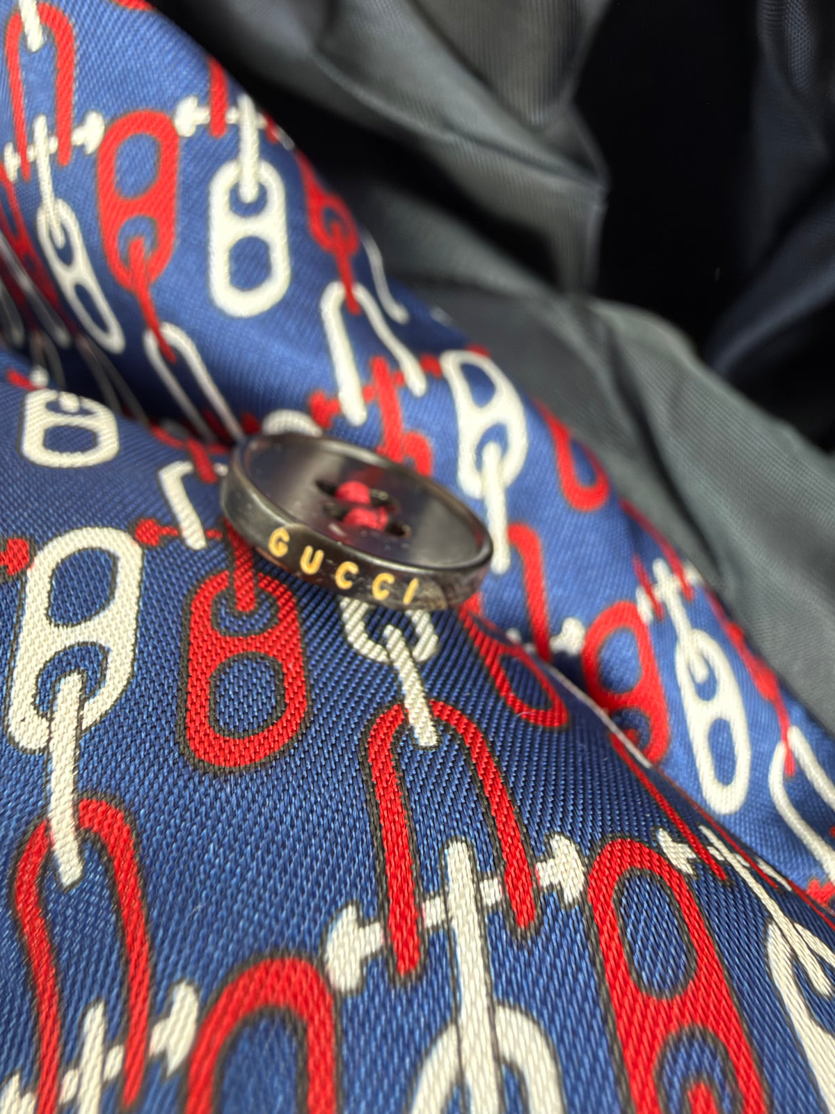 Gucci Red & Cream Herringbone Pattern Silk & Cotton Blend Sports Coat - L