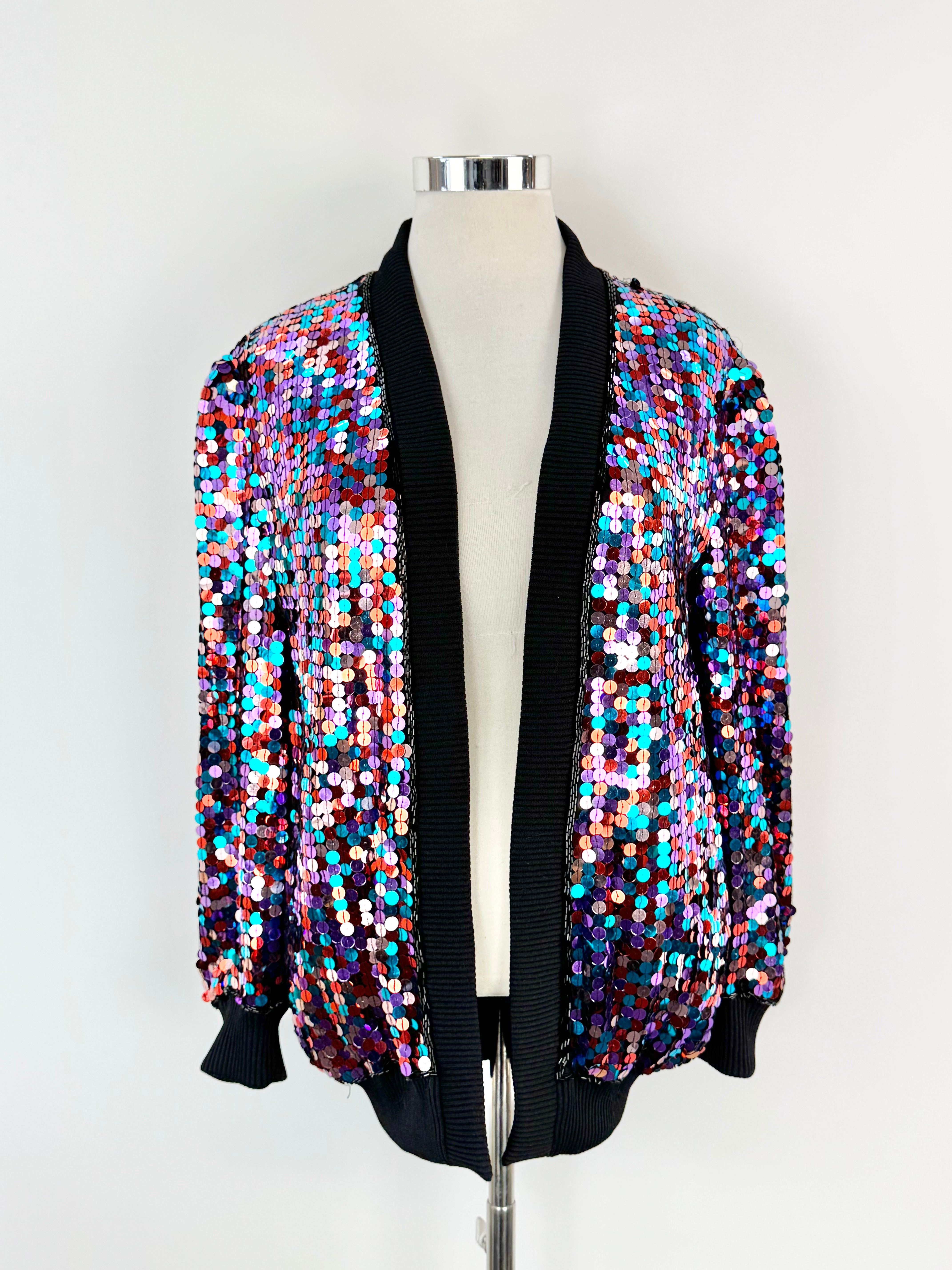 Retro Glittery by Diane Multicoloured Sequin Silk Cardigan - AU10