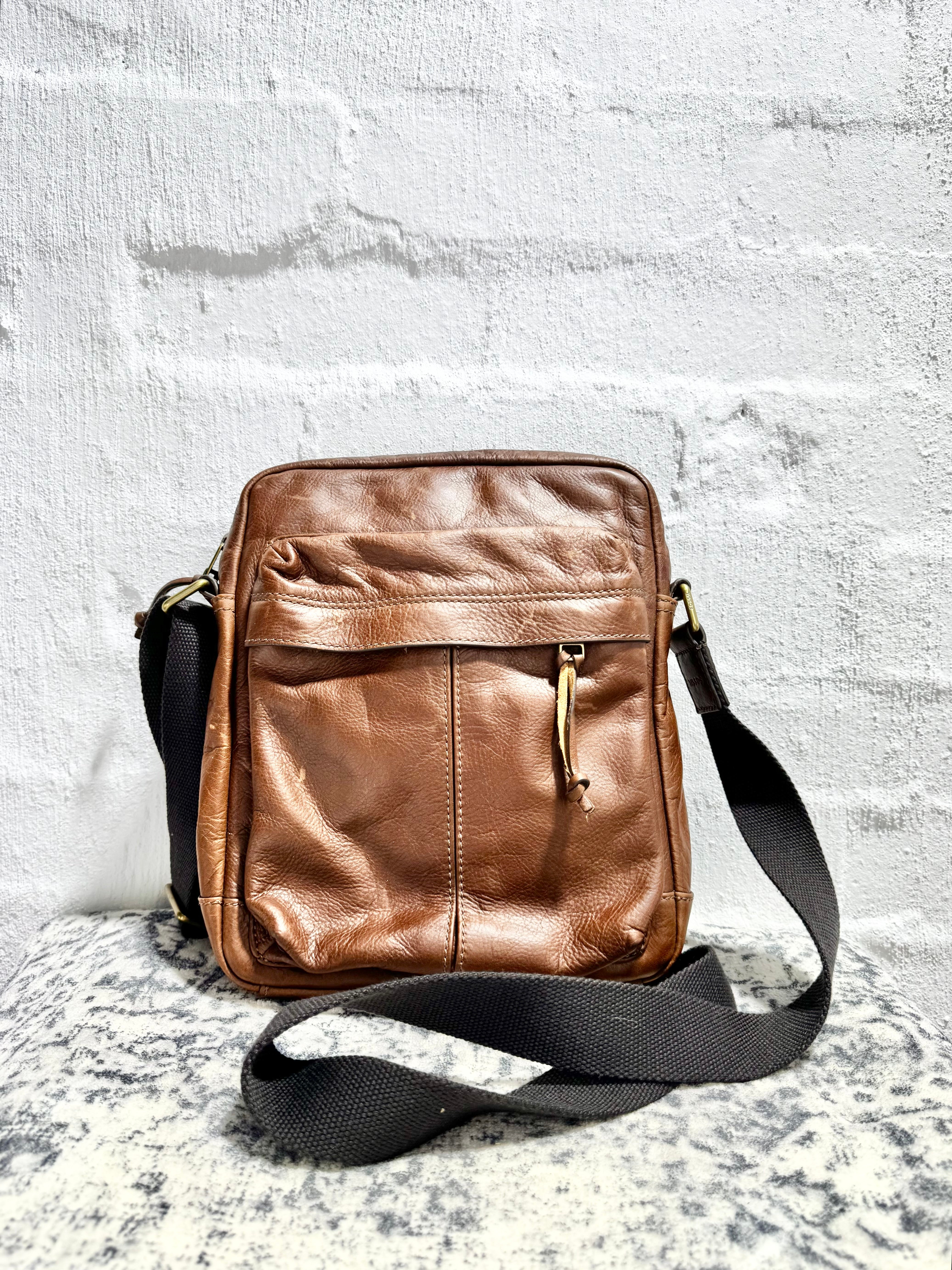 Fossil Chocolate Brown Cross Body Leather Bag