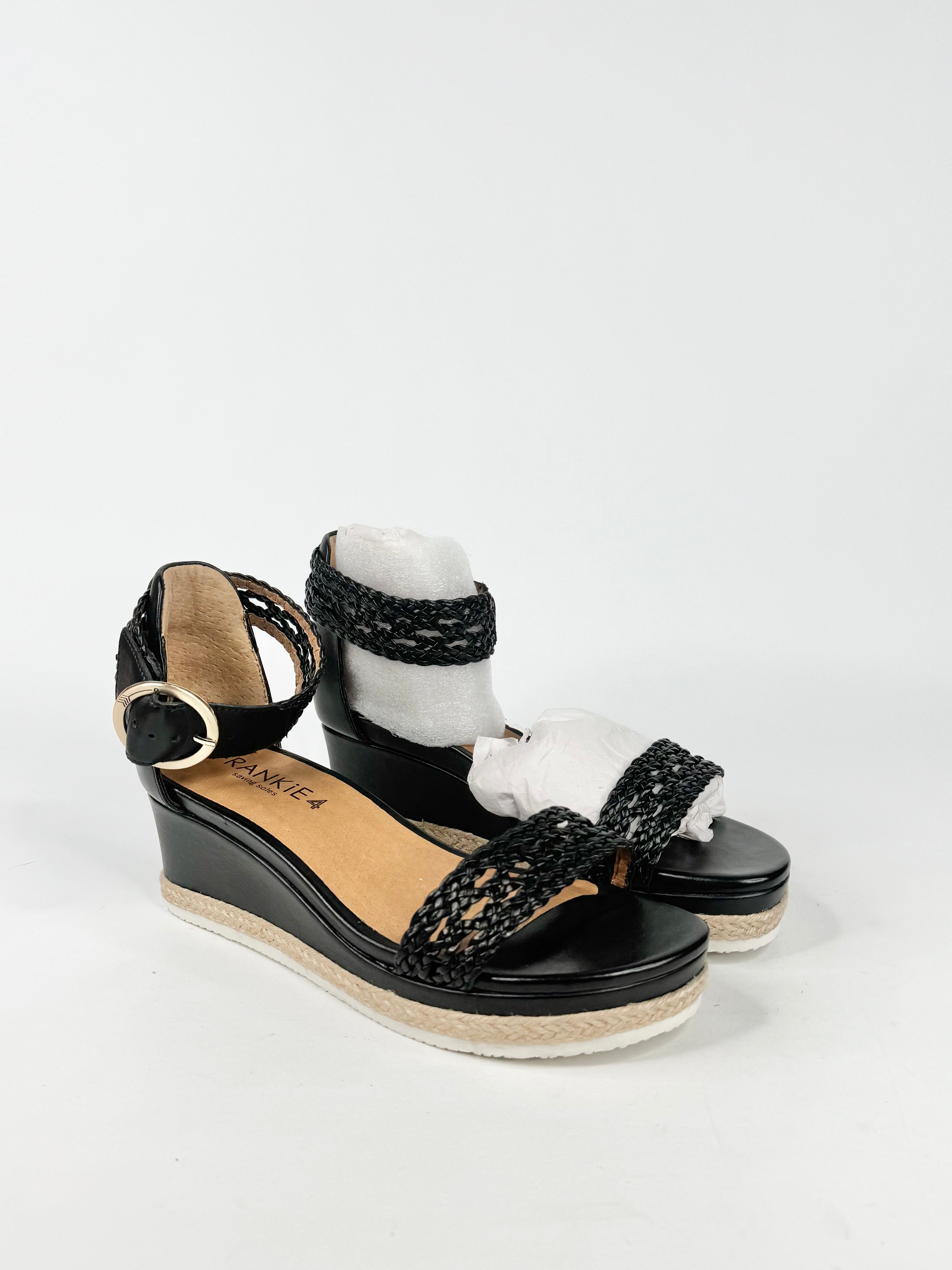 Frankie4 Black Woven Wedges - EU38.5