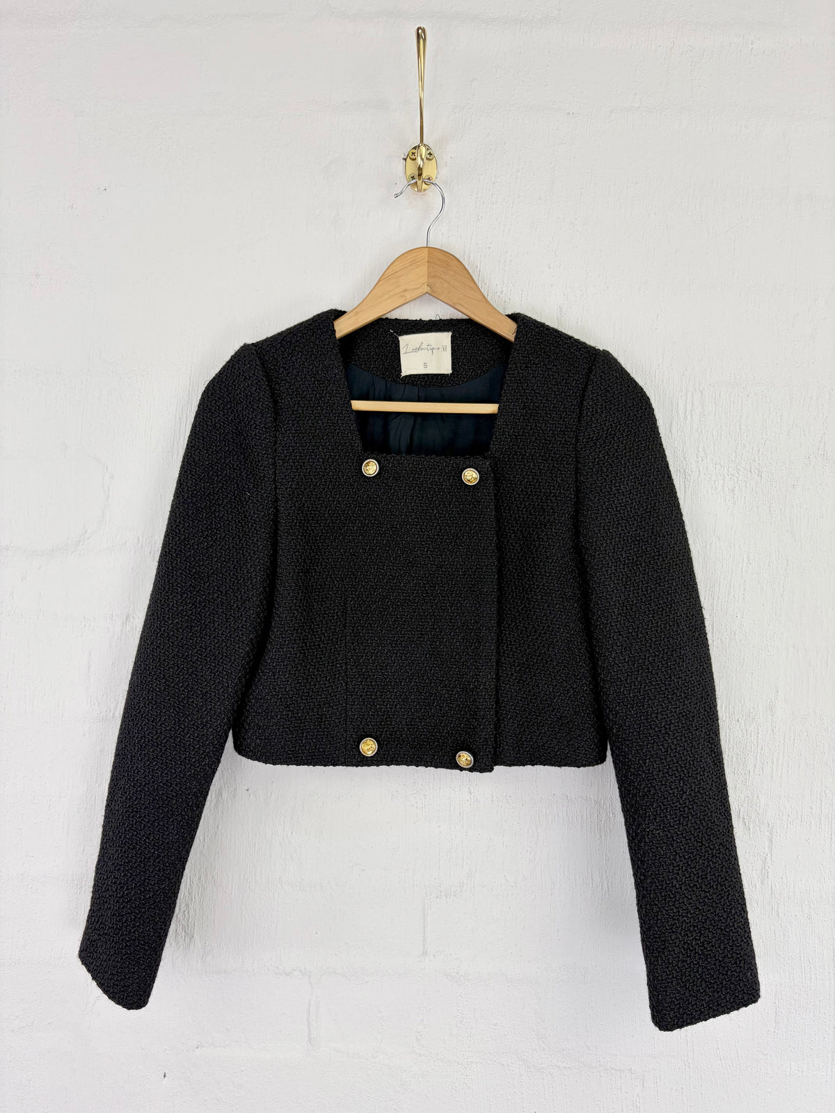 L'acboutique Black Cropped Wool Jacket - AU8/10