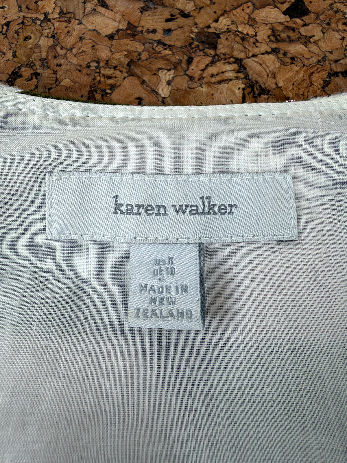 Karen Walker Green, White & Dusty Pink Cubist Pattern Mini Wrap Dress - AU10