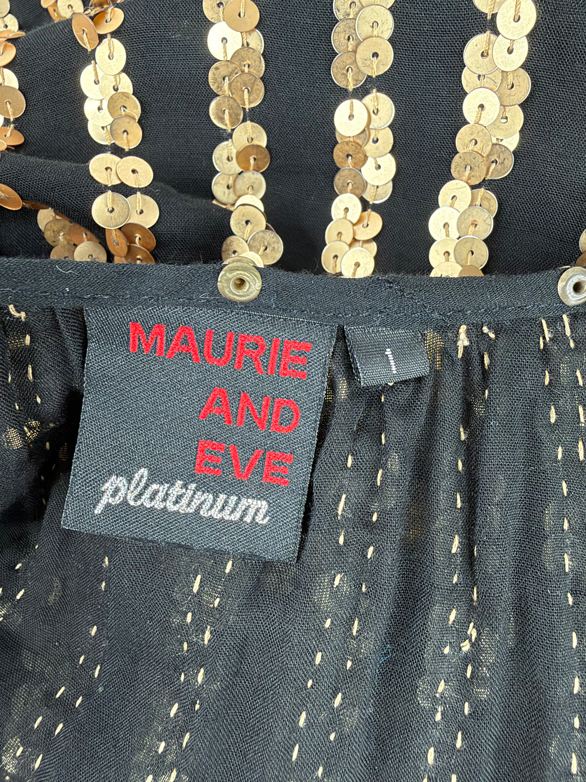 Maurie & Eve Black & Gold Striped Sequin Dress - AU8/10