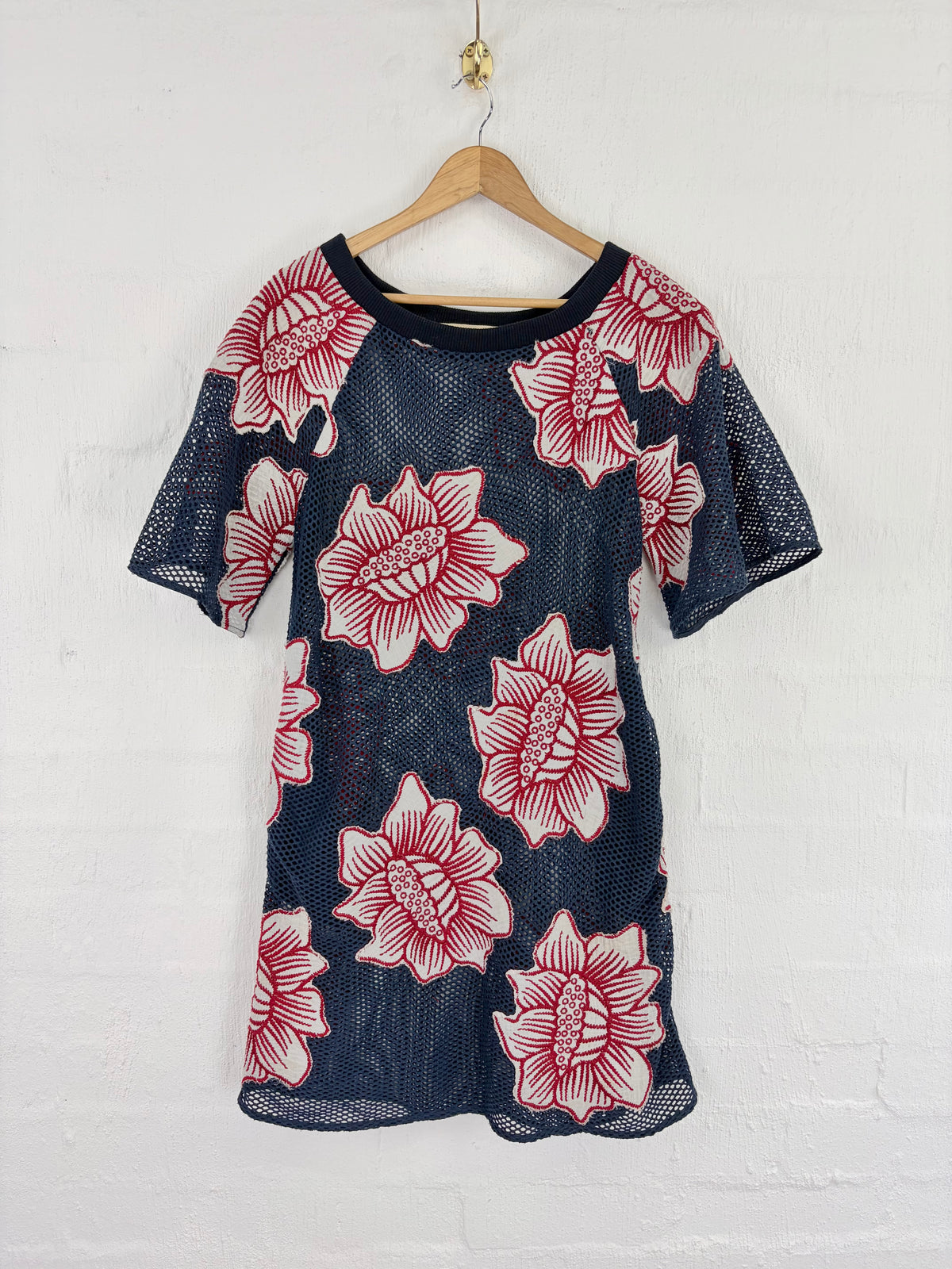 Cooper ‘Winter Garden Misa’ Navy Mesh Floral Appliqué Midi Dress - AU12