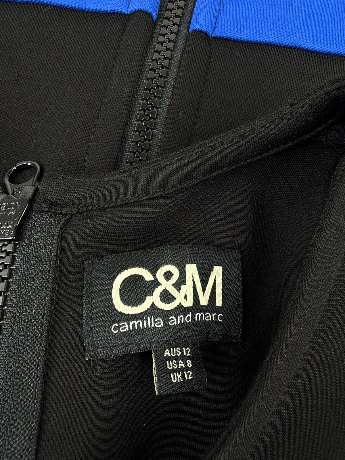 C&M Camilla & Marc ‘Misa’ Black and Cobalt Blue Bodycon Dress - AU12