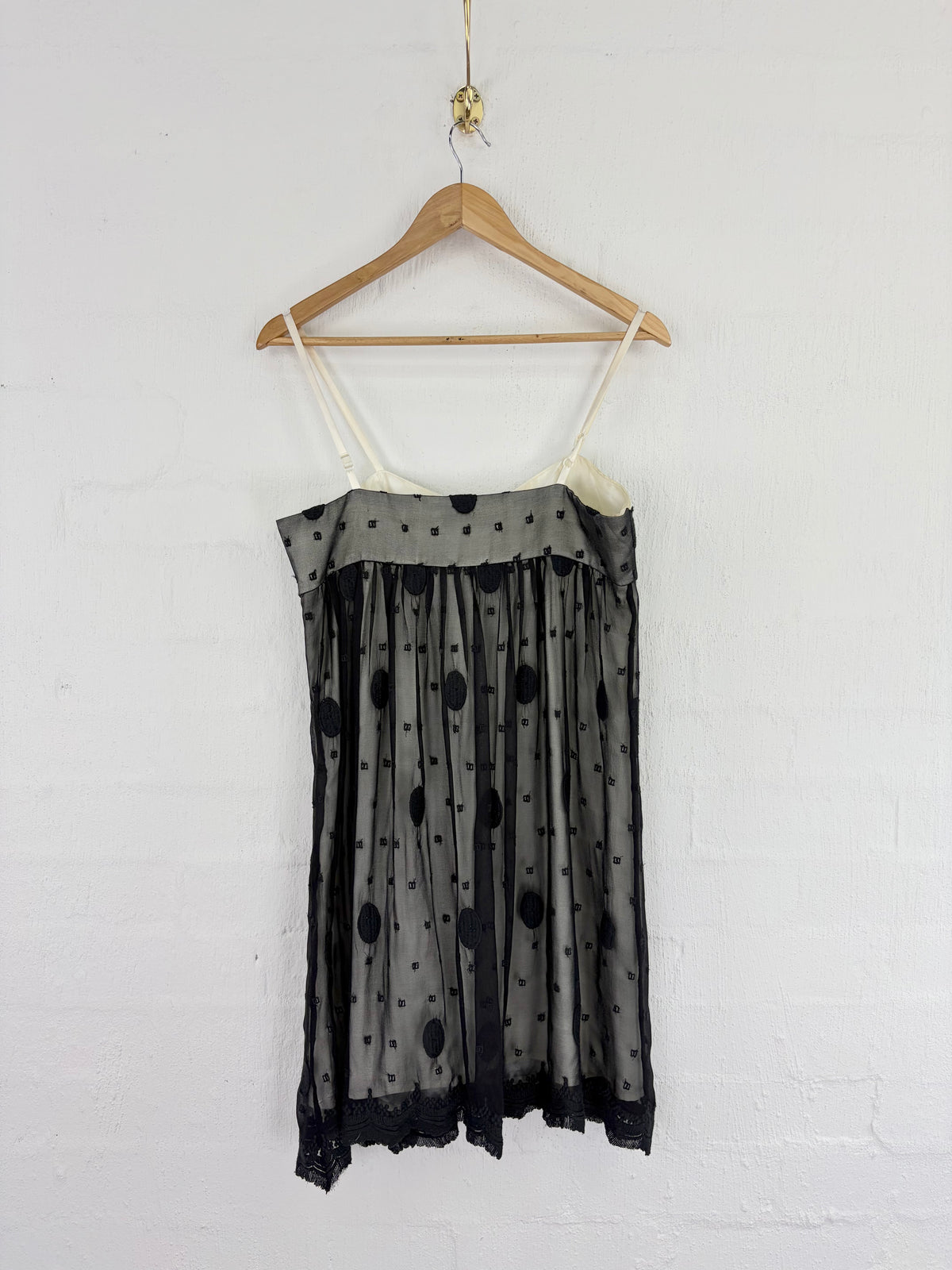 Truese Black & Ivory Silk Babydoll Dress - AU12