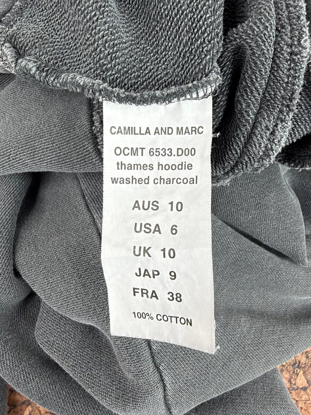 Camilla and Marc 'Thames' Washed Charcoal Hoodie - AU10