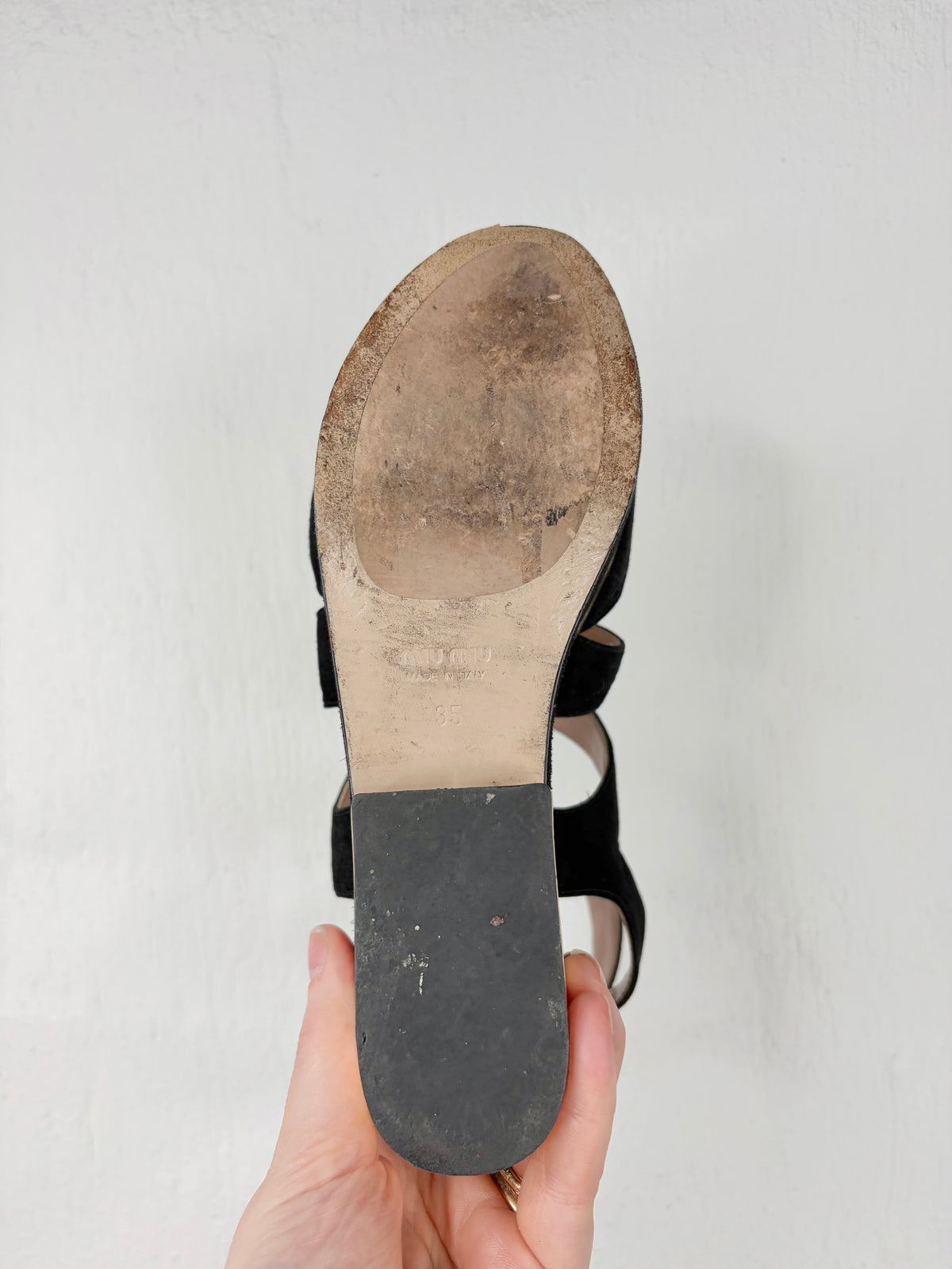 Miu Miu Black Suede & Gold Trim Platform - EU35
