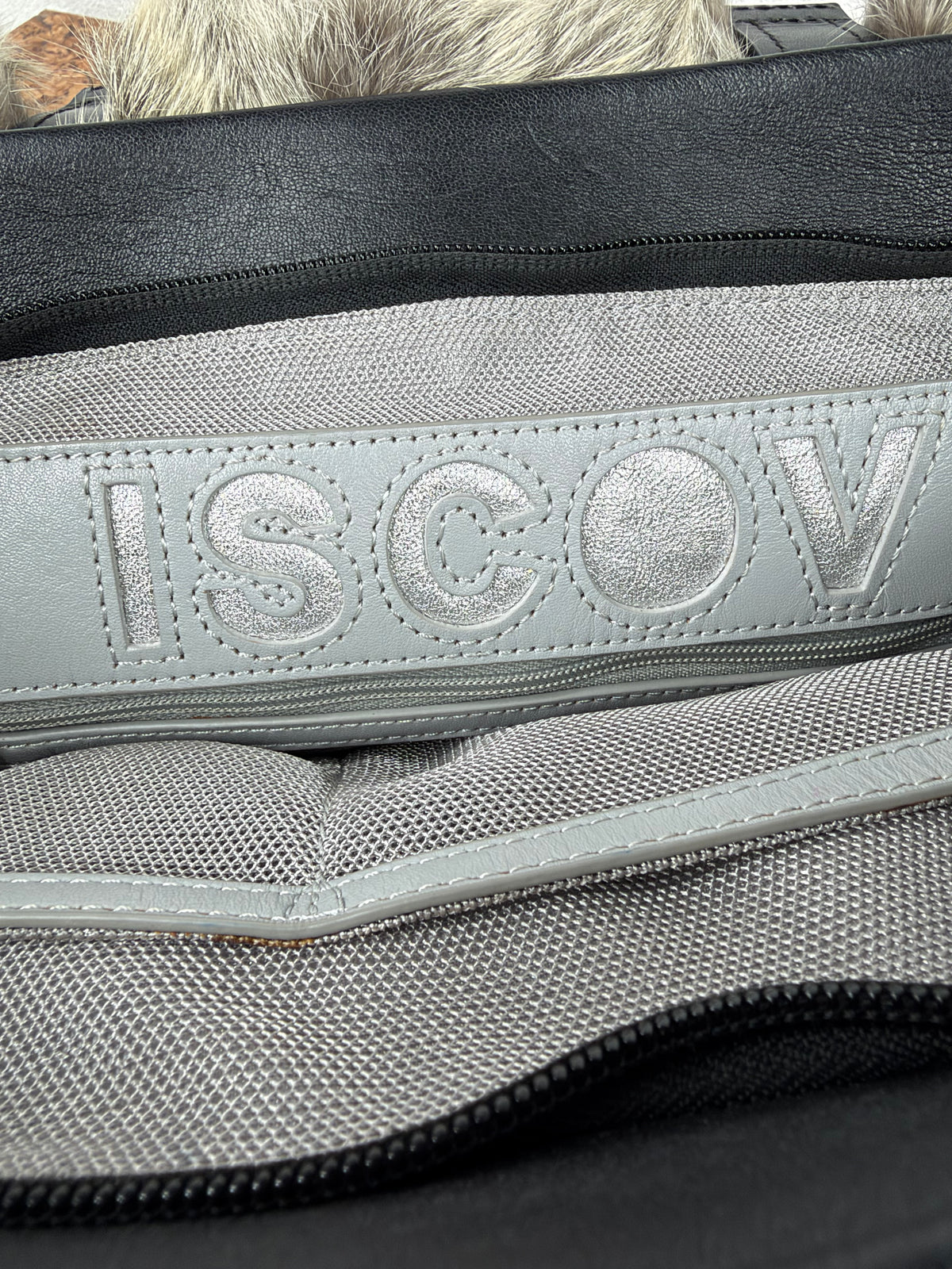 Iscov Black & Grey Fur Shoulder Bag