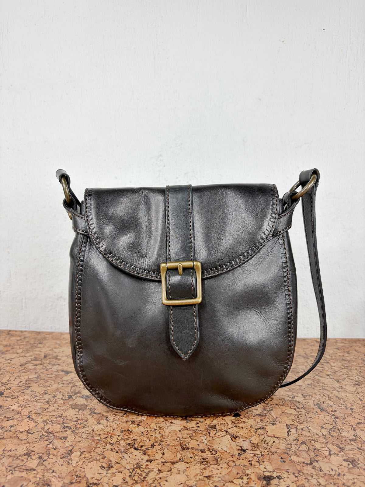 Fossil Ebony Leather Cross Body Bag