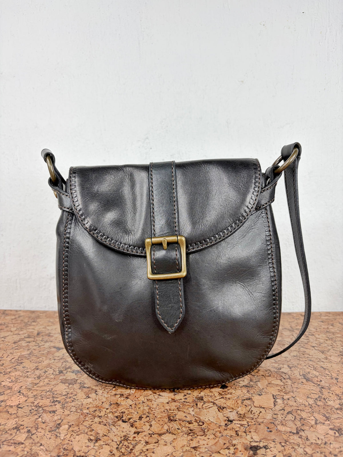 Fossil Ebony Leather Cross Body Bag