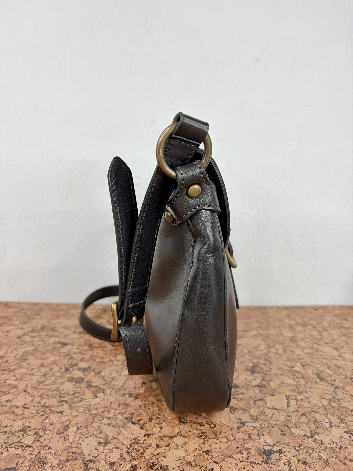 Fossil Ebony Leather Cross Body Bag