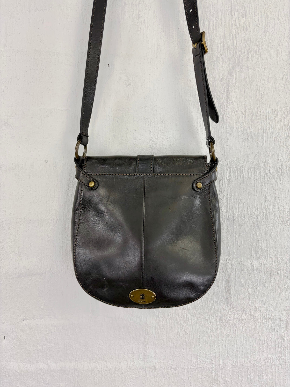 Fossil Ebony Leather Cross Body Bag