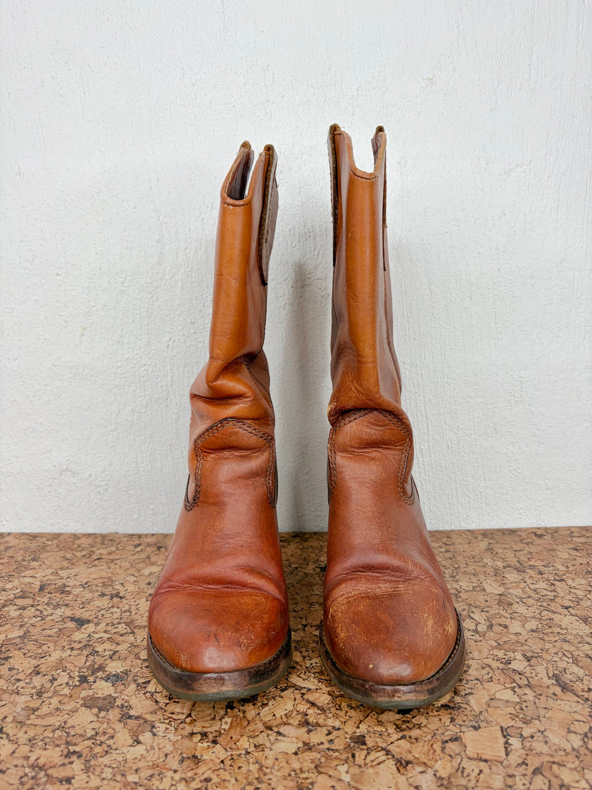 Vintage 90s Chestnut Heeled Cowboy Boots - EU36.5