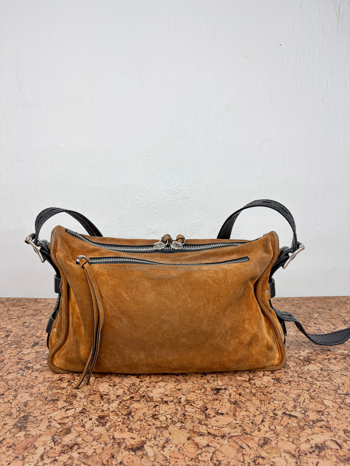 Rag & Bone Tan & Black Suede & Leather Shoulder Bag