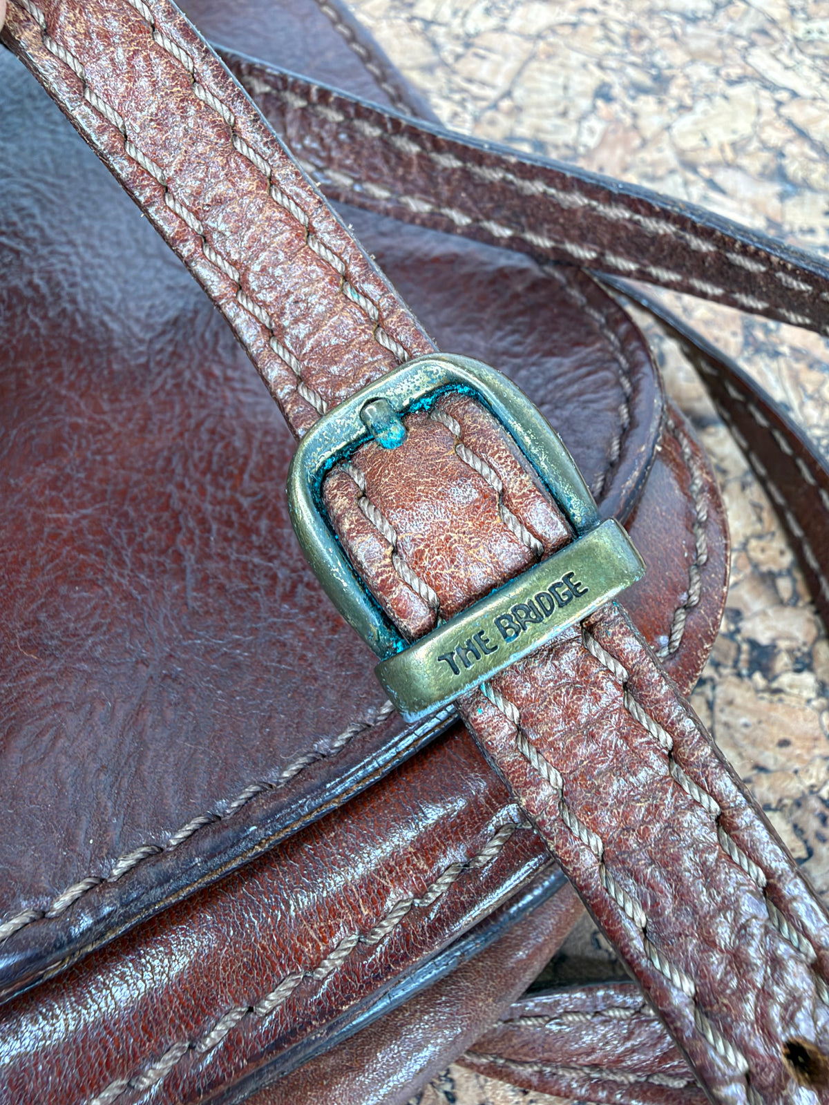 Vintage 70s The Bridge Mahogany Leather Cross Body Bag