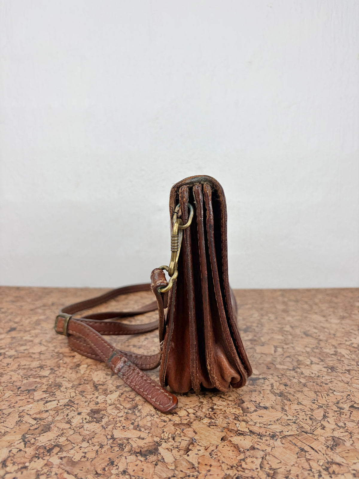 Vintage 70s The Bridge Mahogany Leather Cross Body Bag