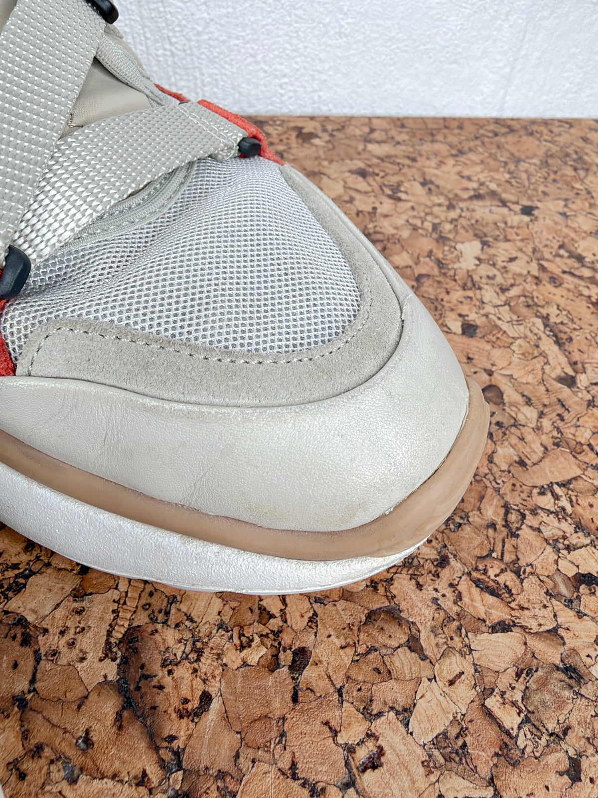 Chloé 'Sonnie' Light Eucalyptus Beige & Burnt Orange Suede & Mesh Sneakers - EU40