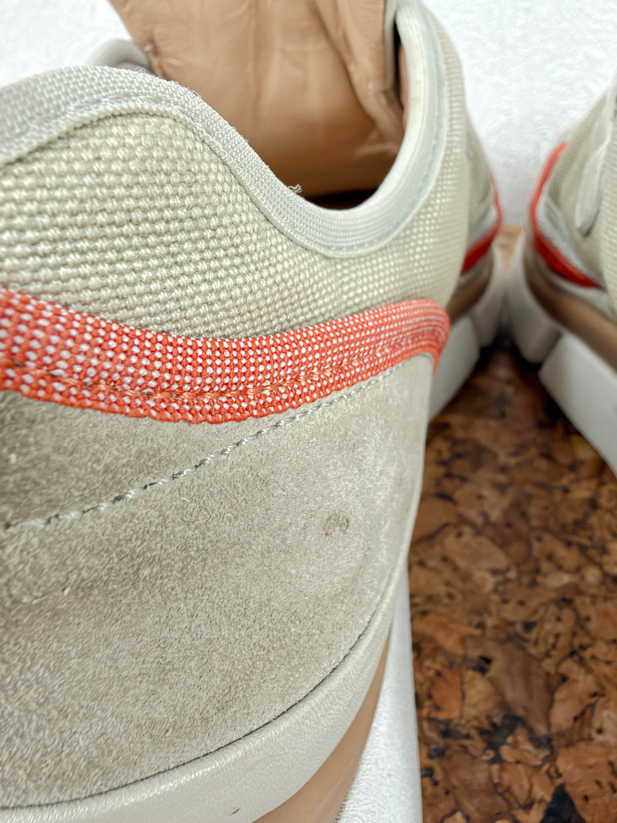 Chloé 'Sonnie' Light Eucalyptus Beige & Burnt Orange Suede & Mesh Sneakers - EU40