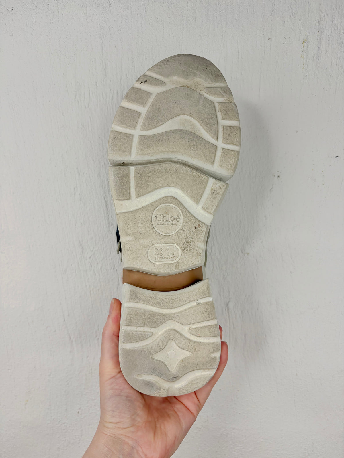 Chloé 'Sonnie' Light Eucalyptus Beige & Burnt Orange Suede & Mesh Sneakers - EU40
