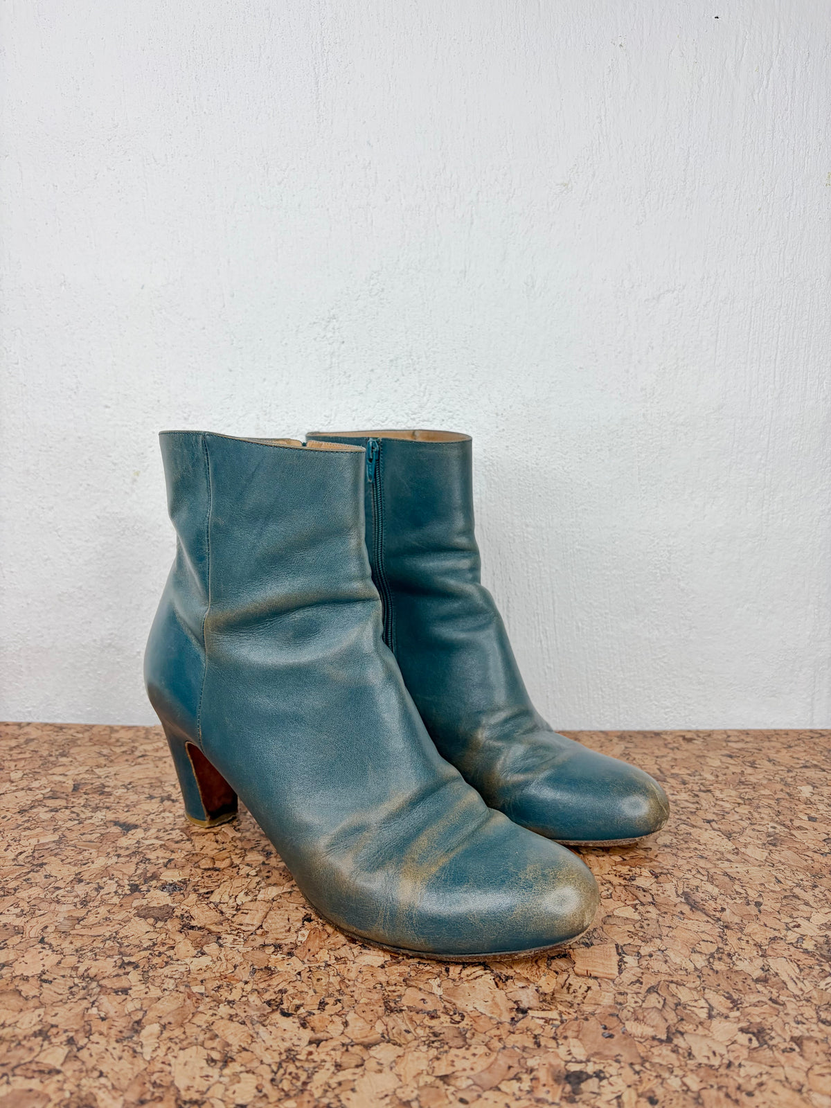 Maison Martin Margiela Faded Teal & Tan Ankle Boots - EU41