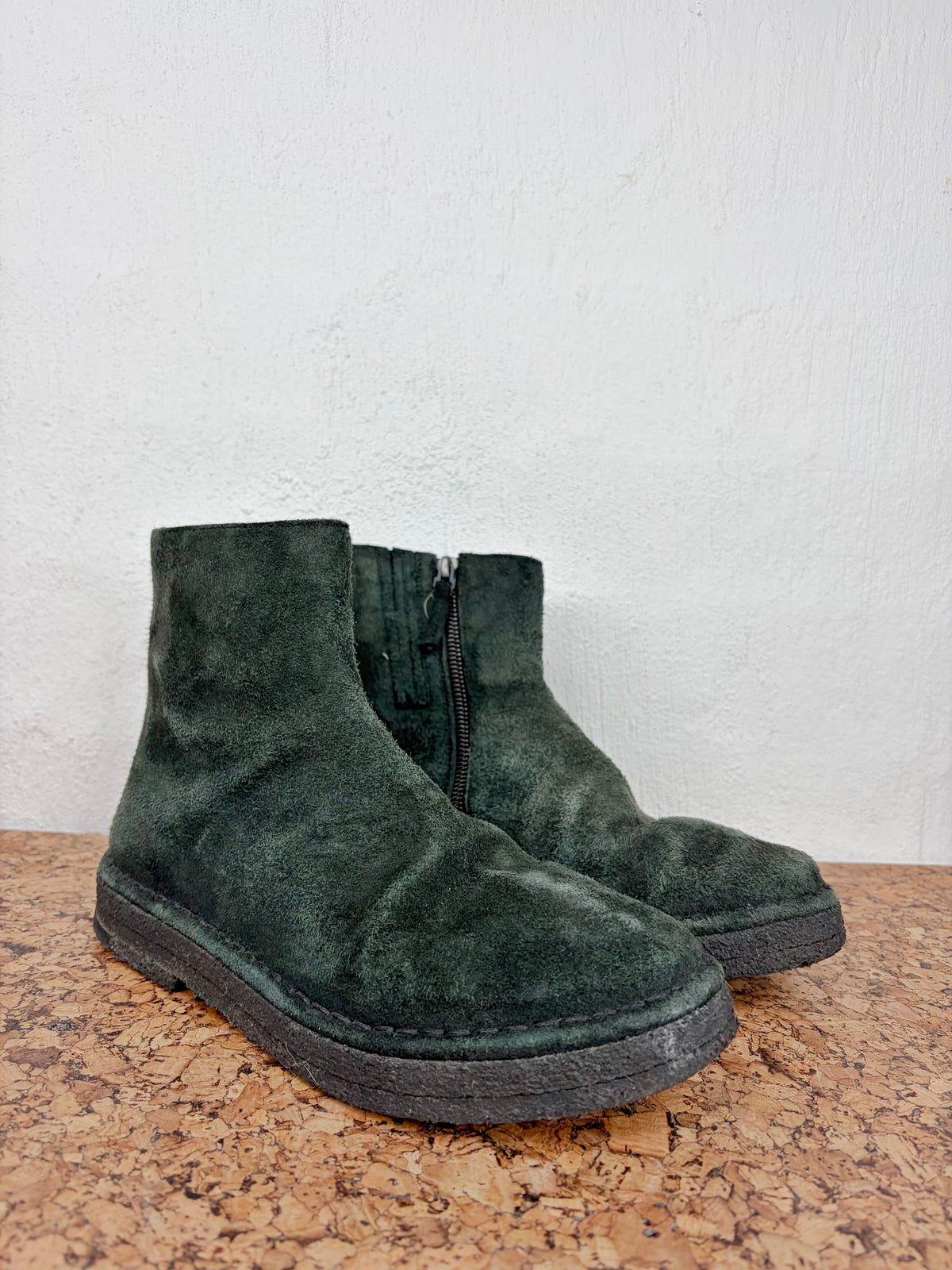 Marsell Dark Green Suede Zip Up Ankle Boots - EU37