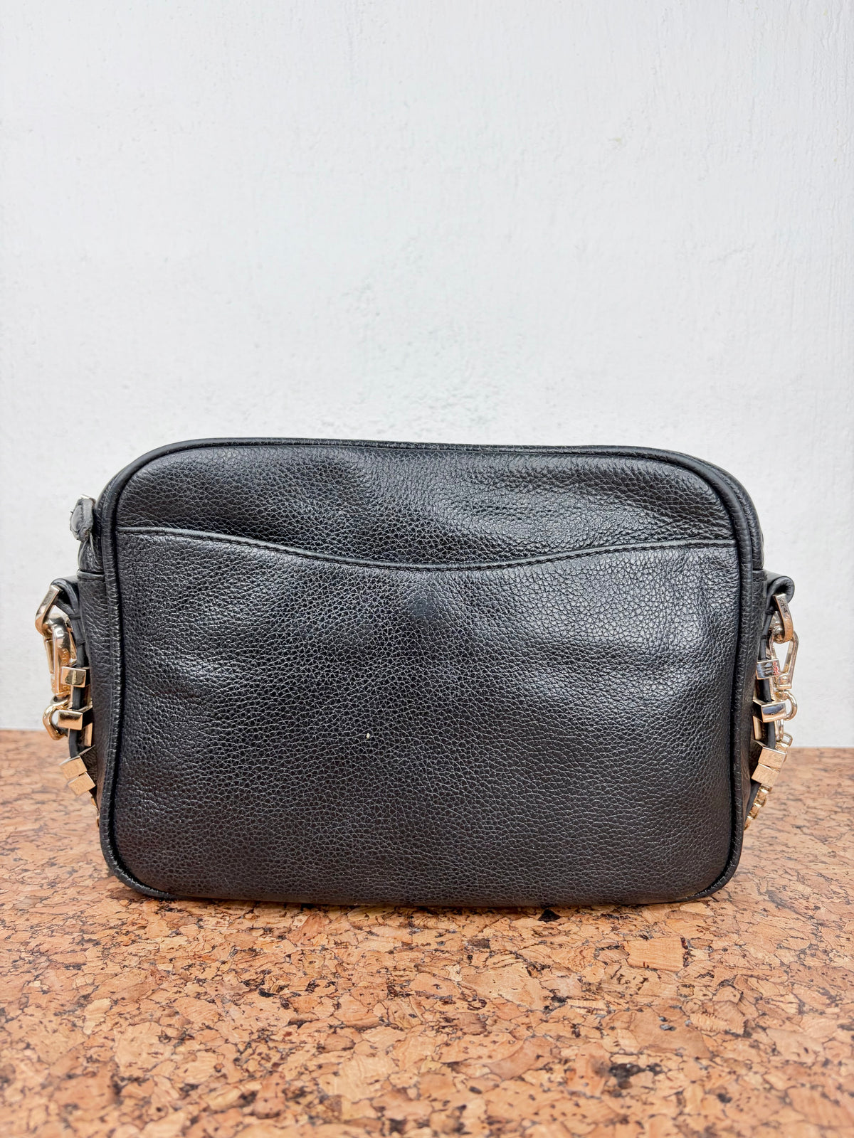 Dylan Kain Black Grained Leather Shoulder bag