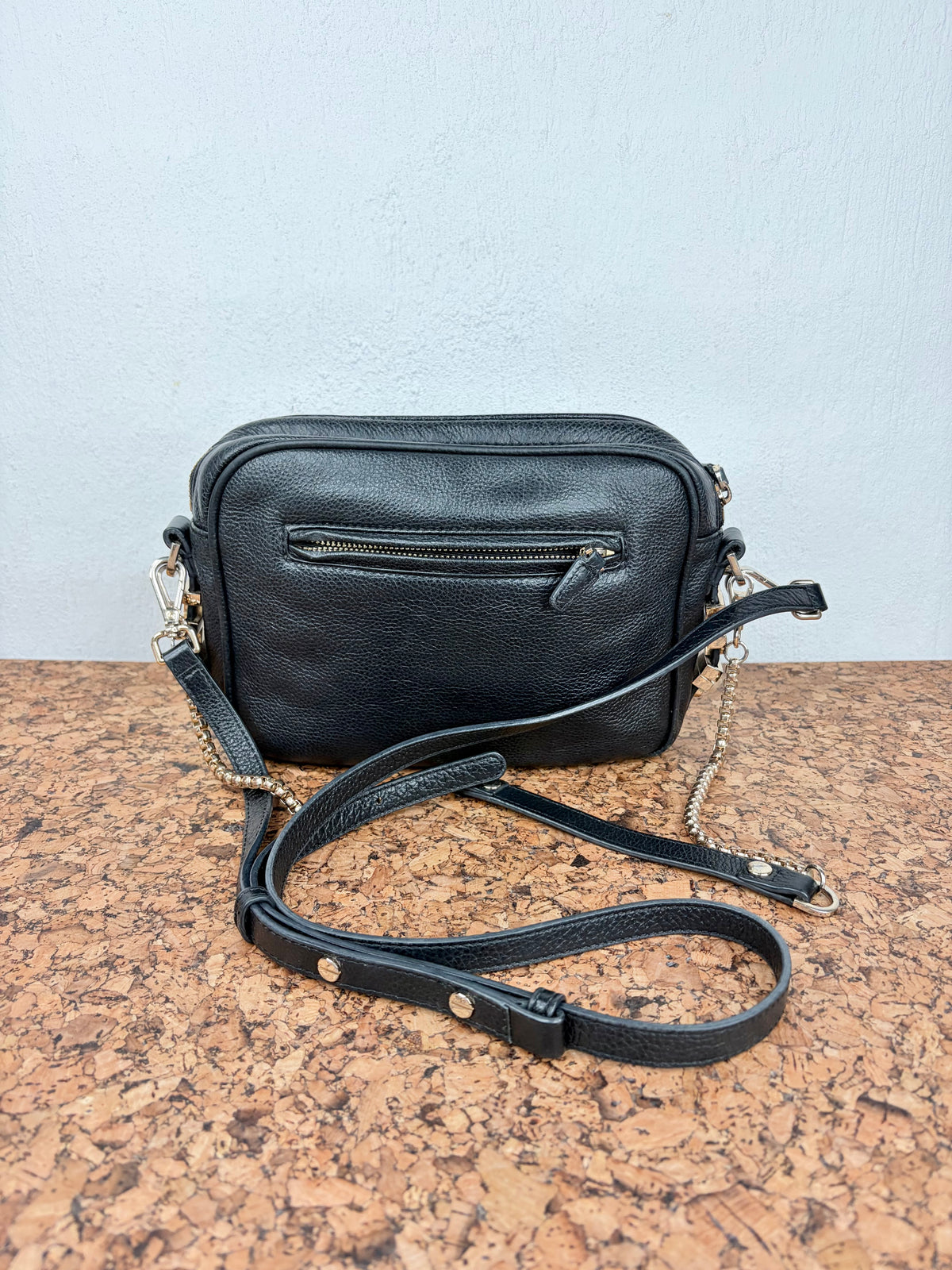 Dylan Kain Black Grained Leather Shoulder bag