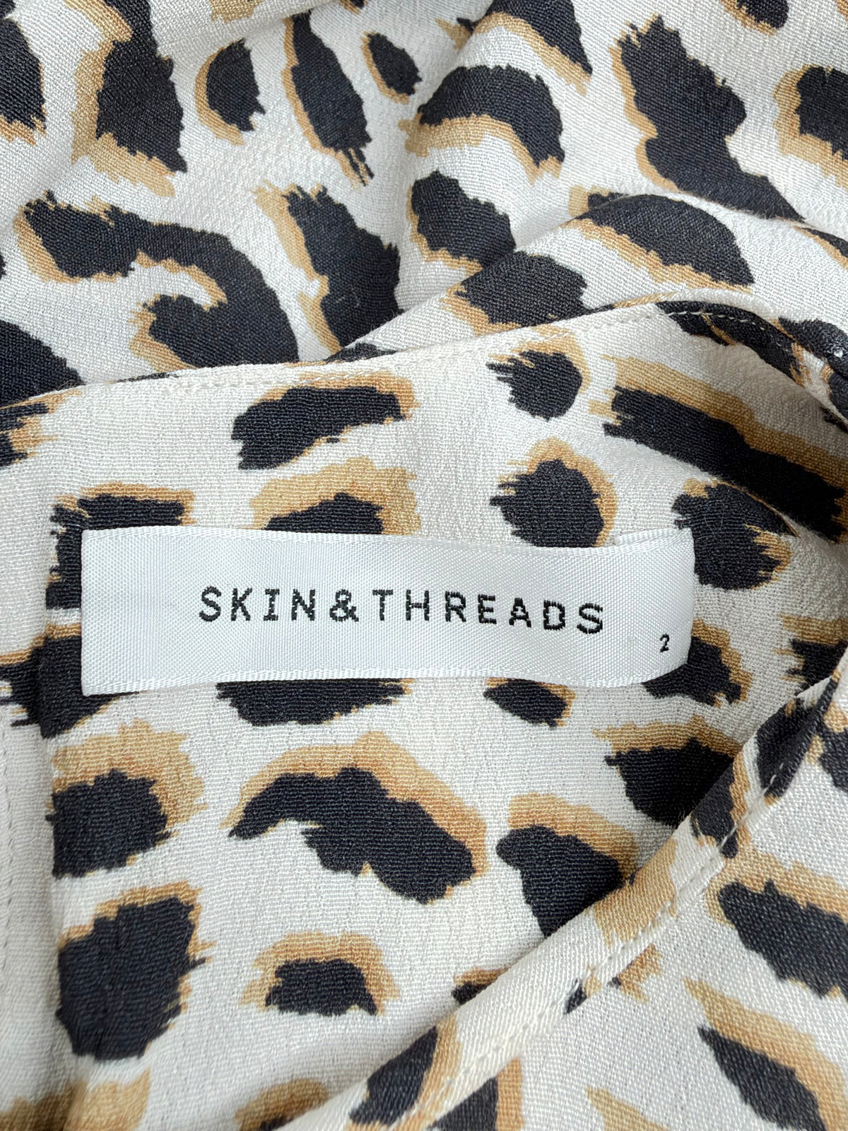 Skin & Threads Animal Print Crepe de Chine Long Sleeve Mini Dress - AU10