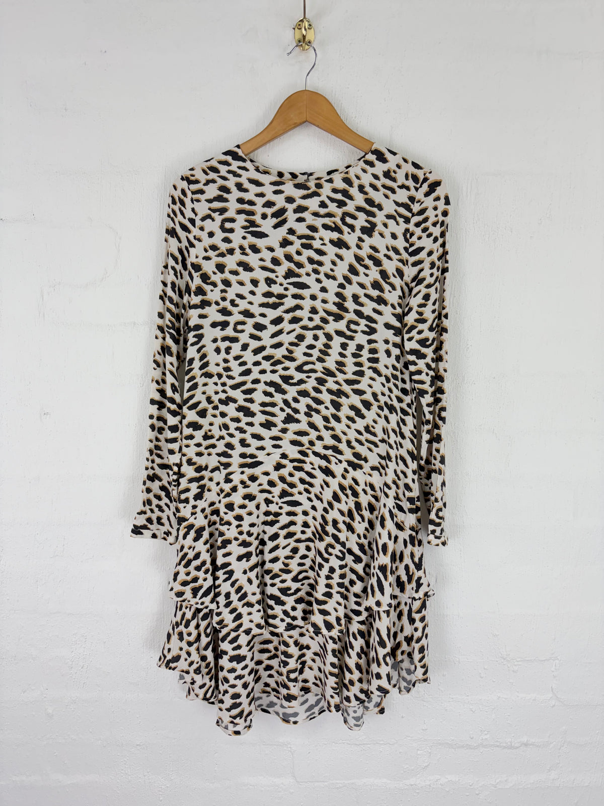 Skin & Threads Animal Print Crepe de Chine Long Sleeve Mini Dress - AU10