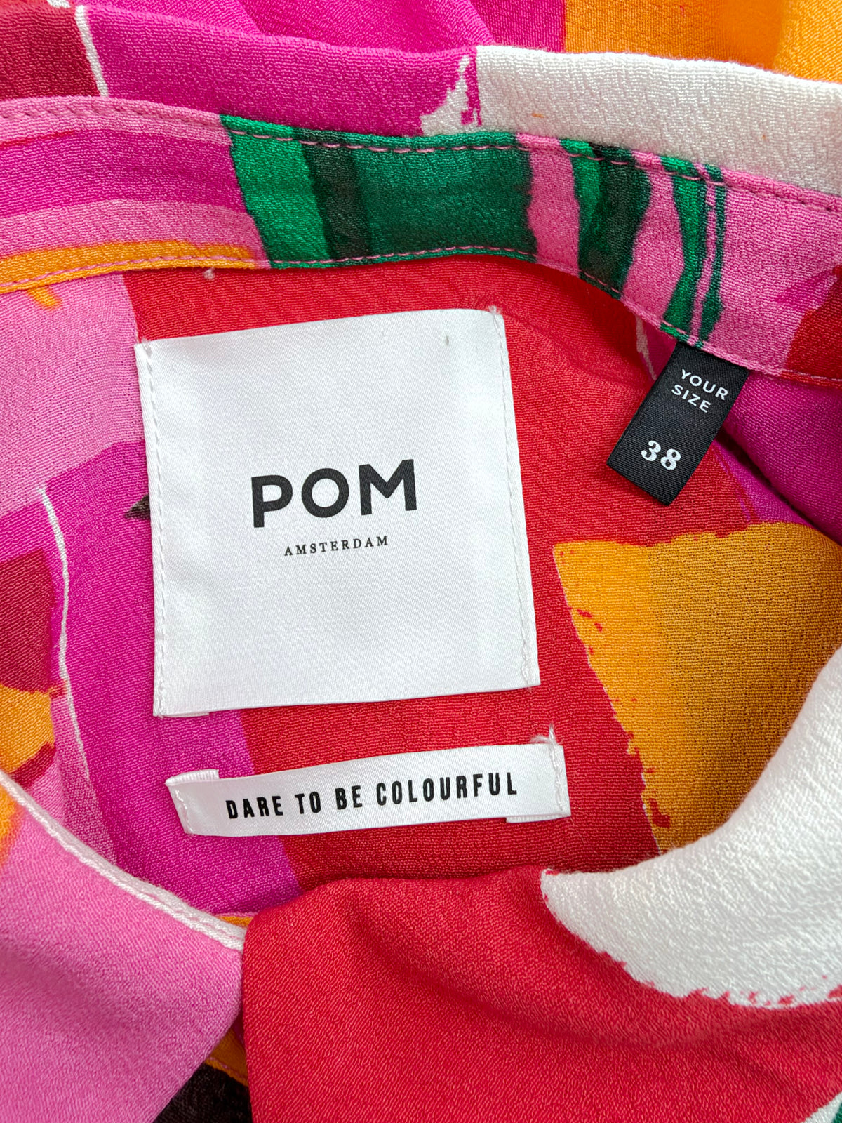Pom Pink & Multicolour Abstract Patterned Button Up Blouse - AU10