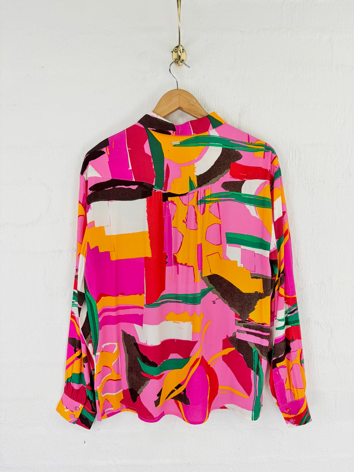 Pom Pink & Multicolour Abstract Patterned Button Up Blouse - AU10