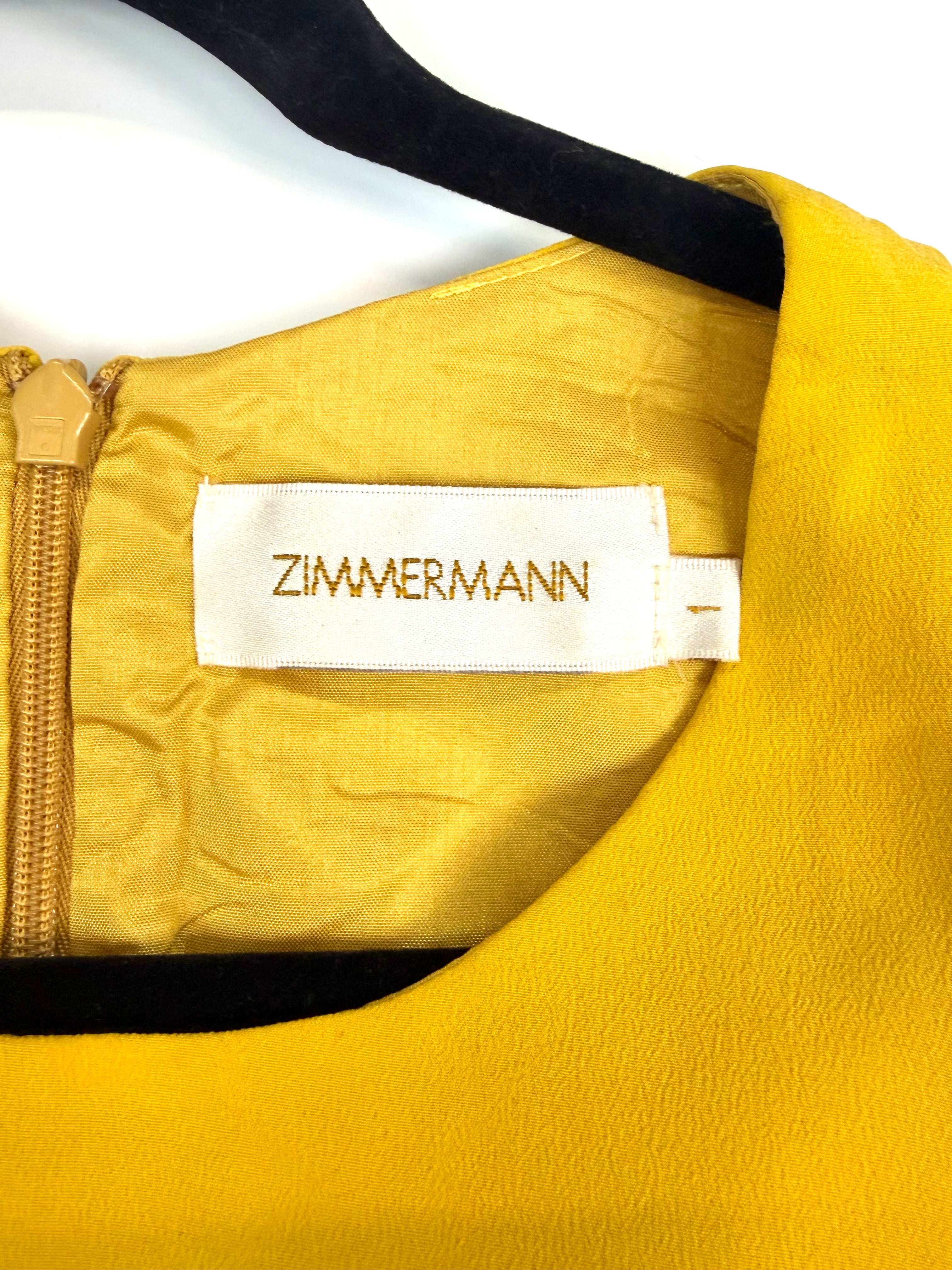 Zimmerman Dusty Yellow Silk Mini Dress - AU6