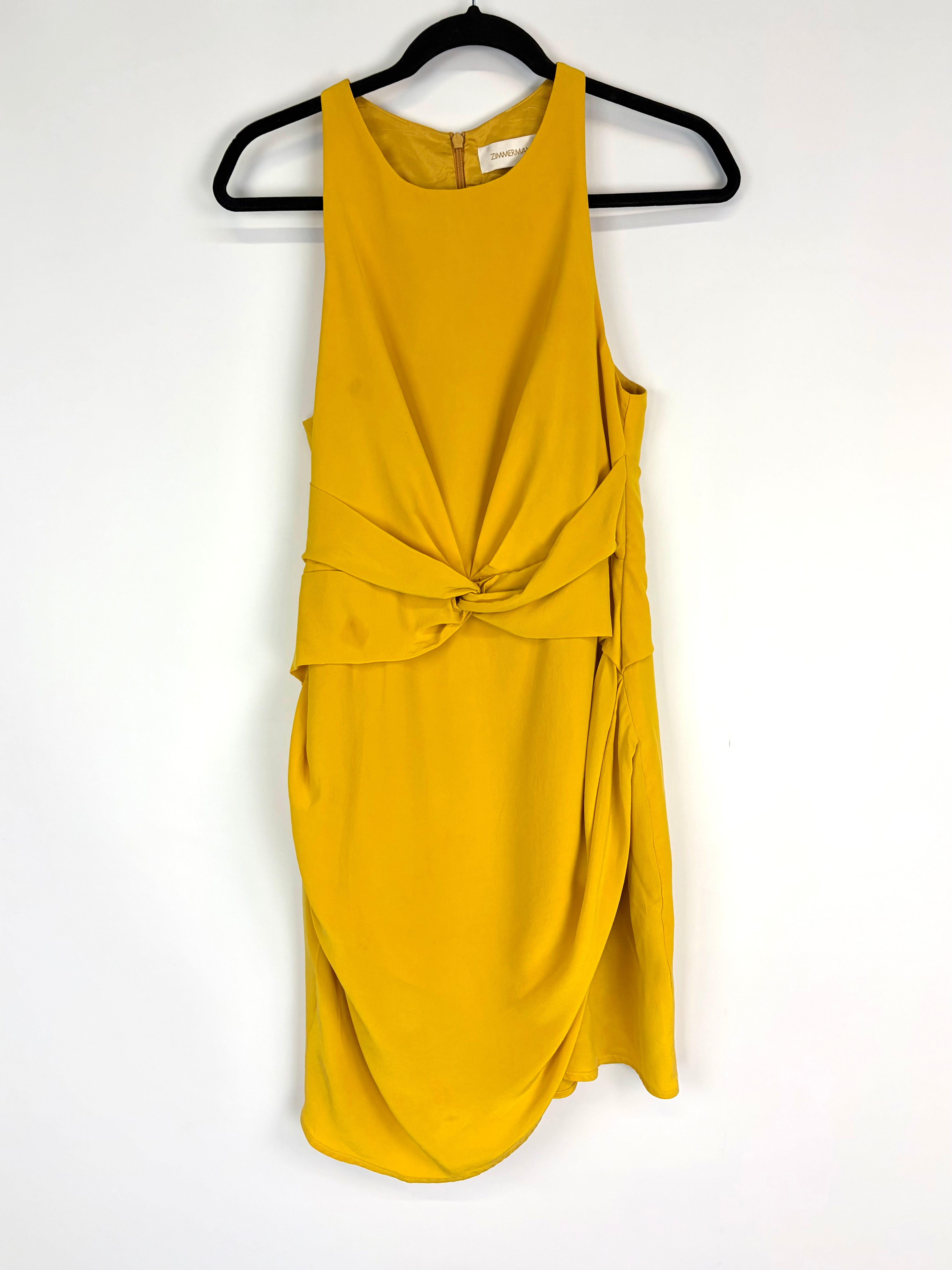 Zimmerman Dusty Yellow Silk Mini Dress - AU6