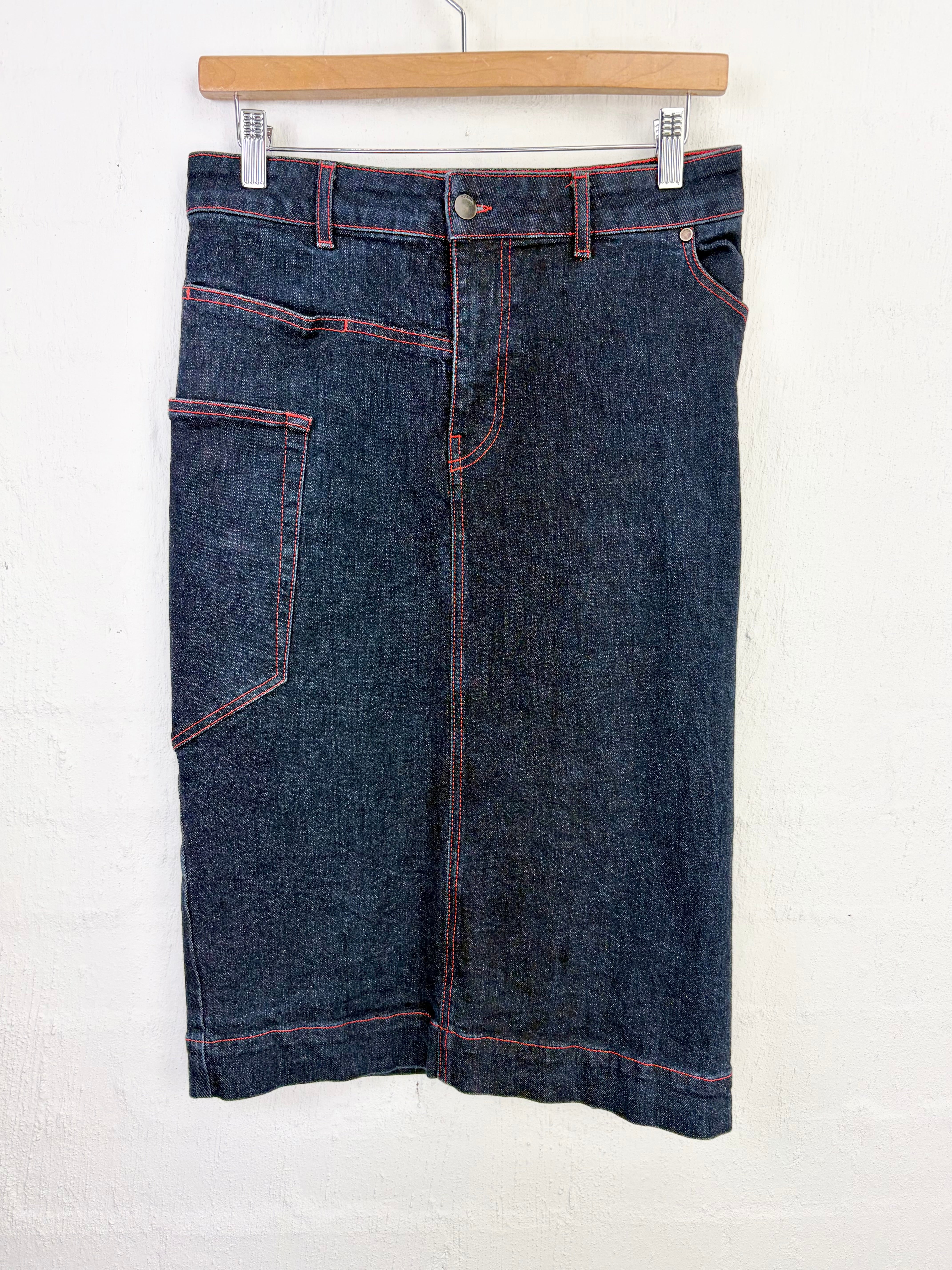 Joseph Dark Denim Skirt with Red Stitching - AU10